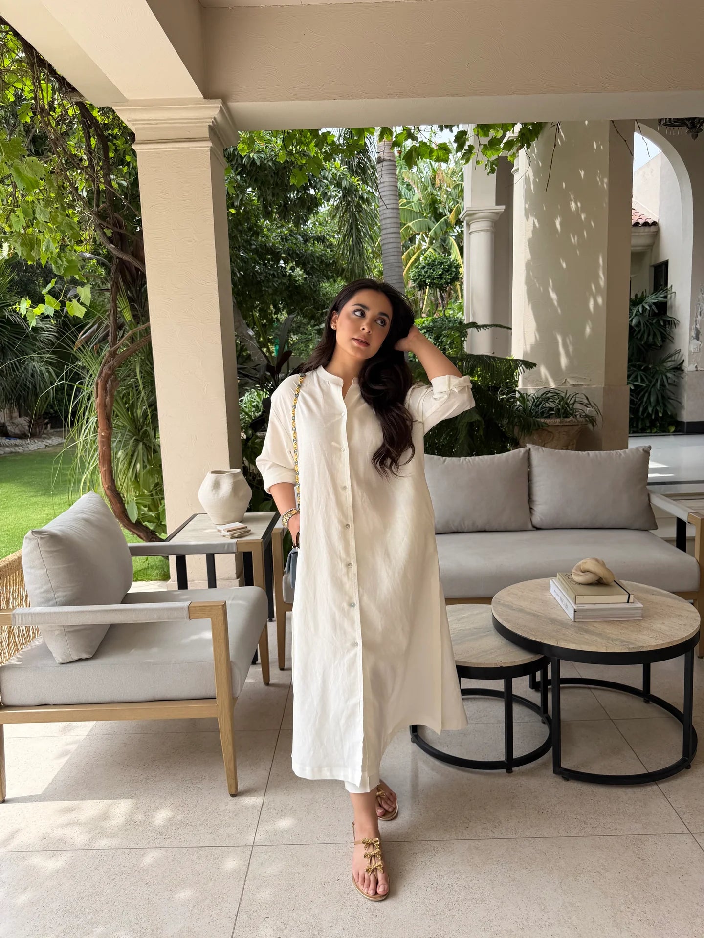 OVERSIZED LINEN SHIRT DRESS IN WHITE | Sak Atelier