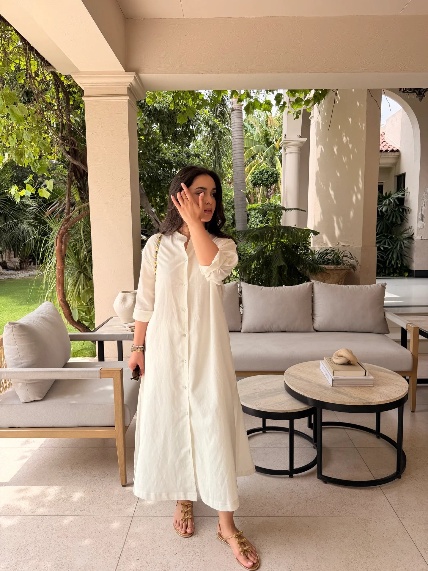 OVERSIZED LINEN SHIRT DRESS IN WHITE | Sak Atelier