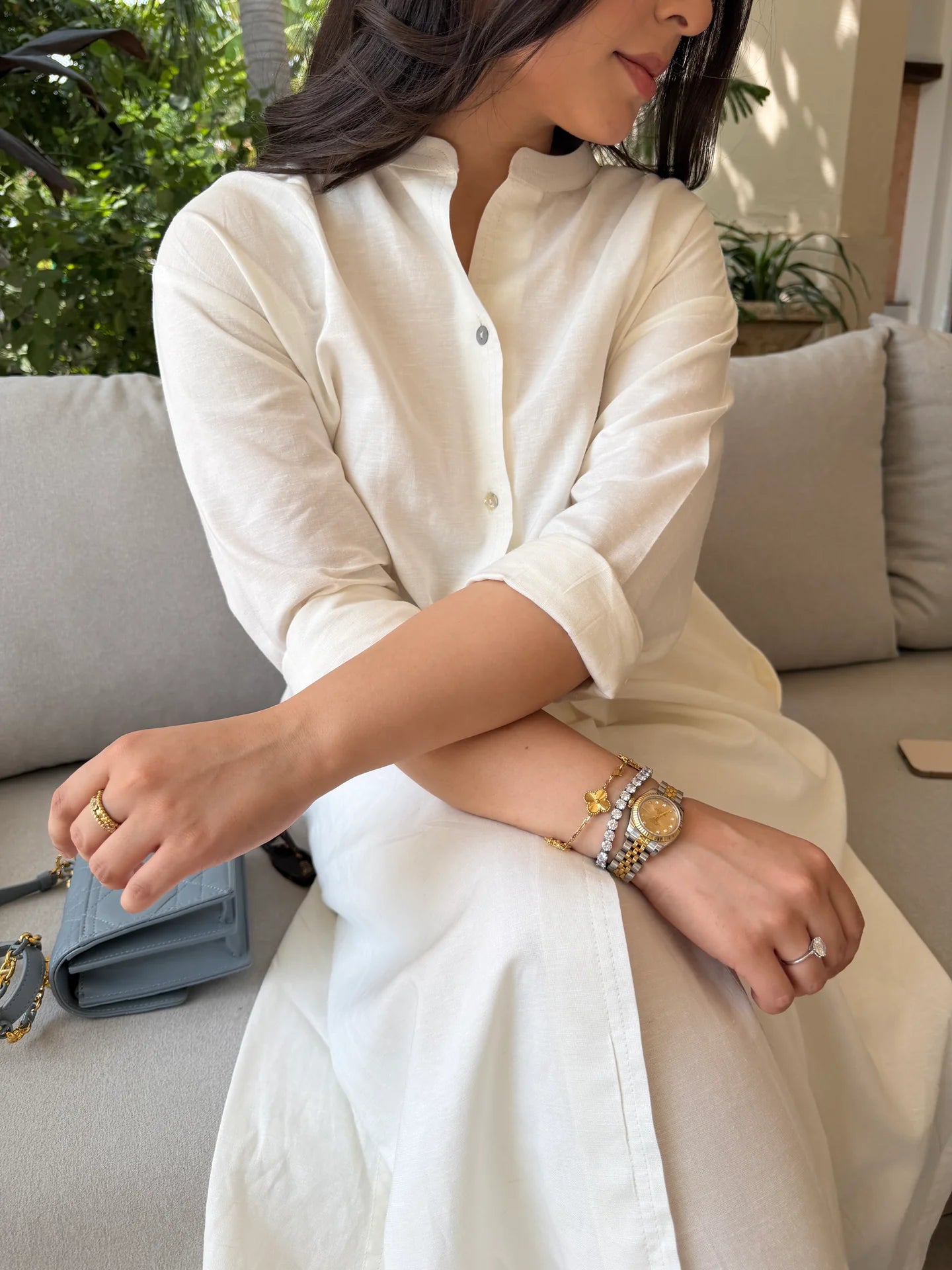 OVERSIZED LINEN SHIRT DRESS IN WHITE | Sak Atelier