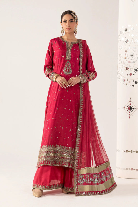SF-PF26-10 | 3 Piece Embroidered Raw Silk Suit | MARIA.B