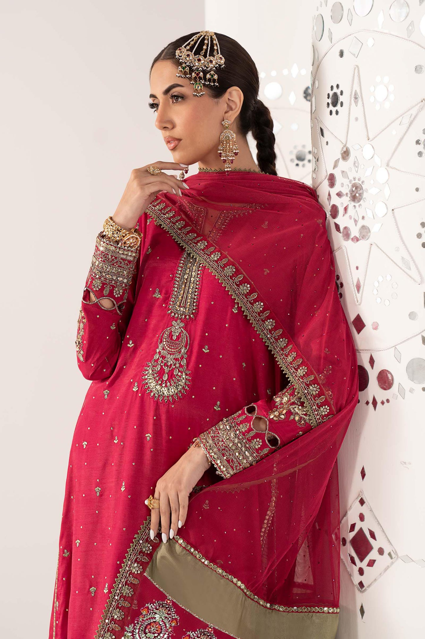 SF-PF26-10 | 3 Piece Embroidered Raw Silk Suit | MARIA.B