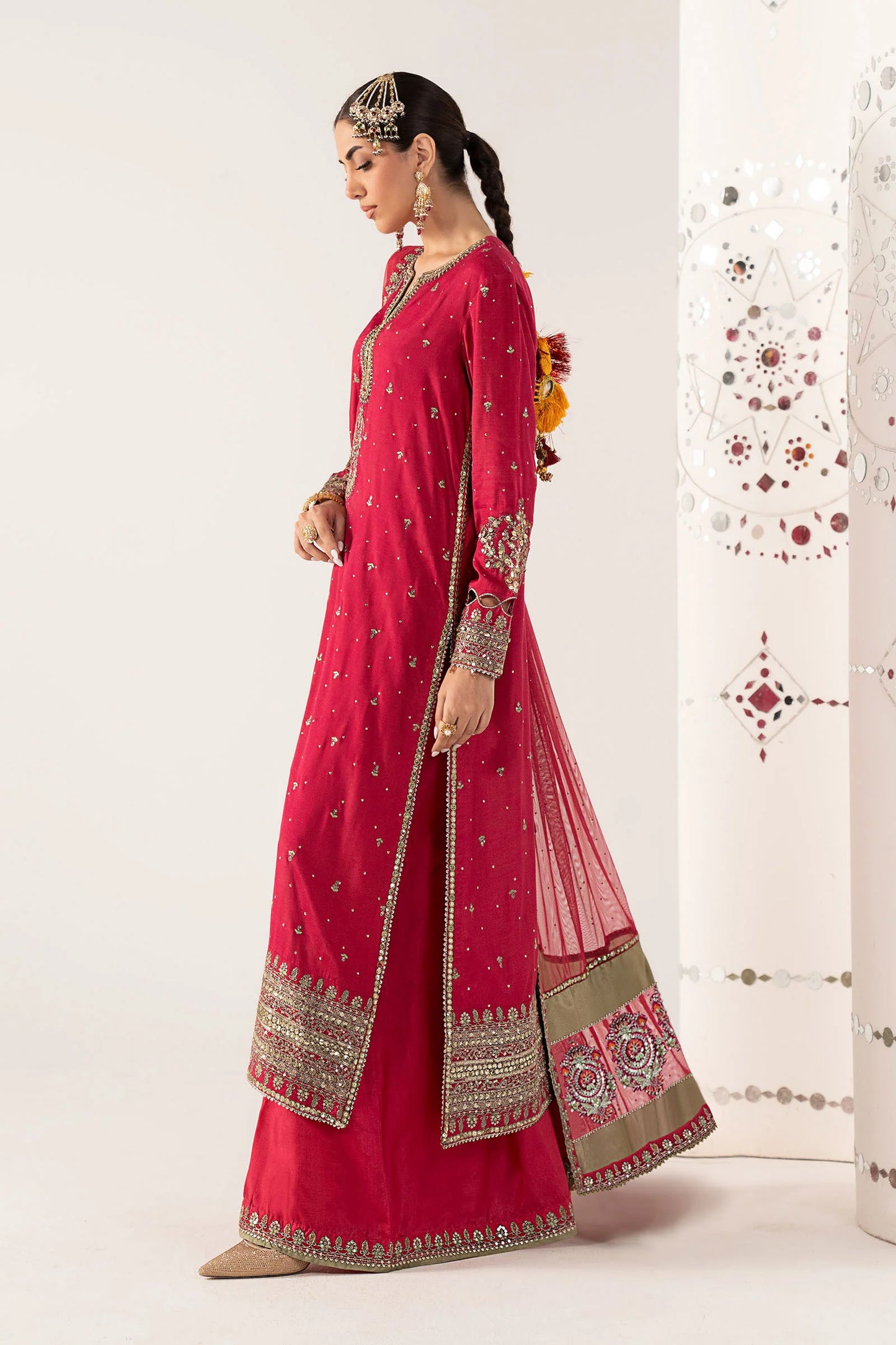 SF-PF26-10 | 3 Piece Embroidered Raw Silk Suit | MARIA.B