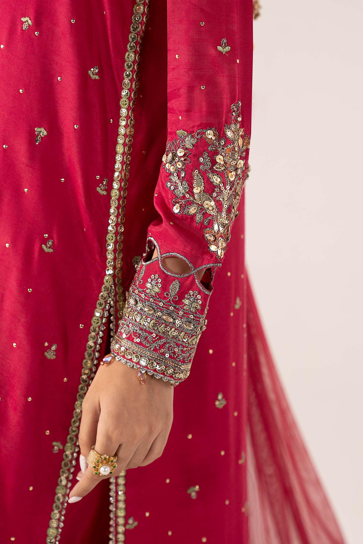 SF-PF26-10 | 3 Piece Embroidered Raw Silk Suit | MARIA.B