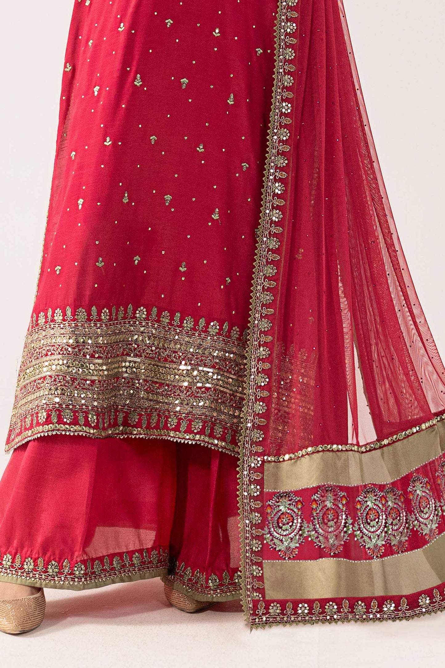 SF-PF26-10 | 3 Piece Embroidered Raw Silk Suit | MARIA.B