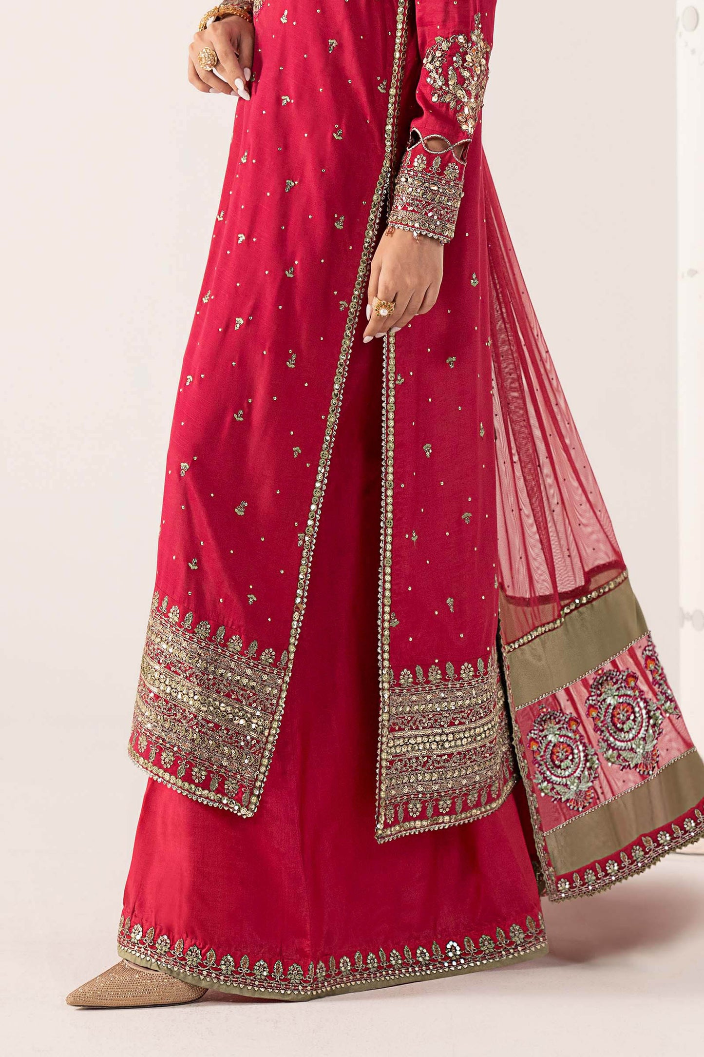 SF-PF26-10 | 3 Piece Embroidered Raw Silk Suit | MARIA.B