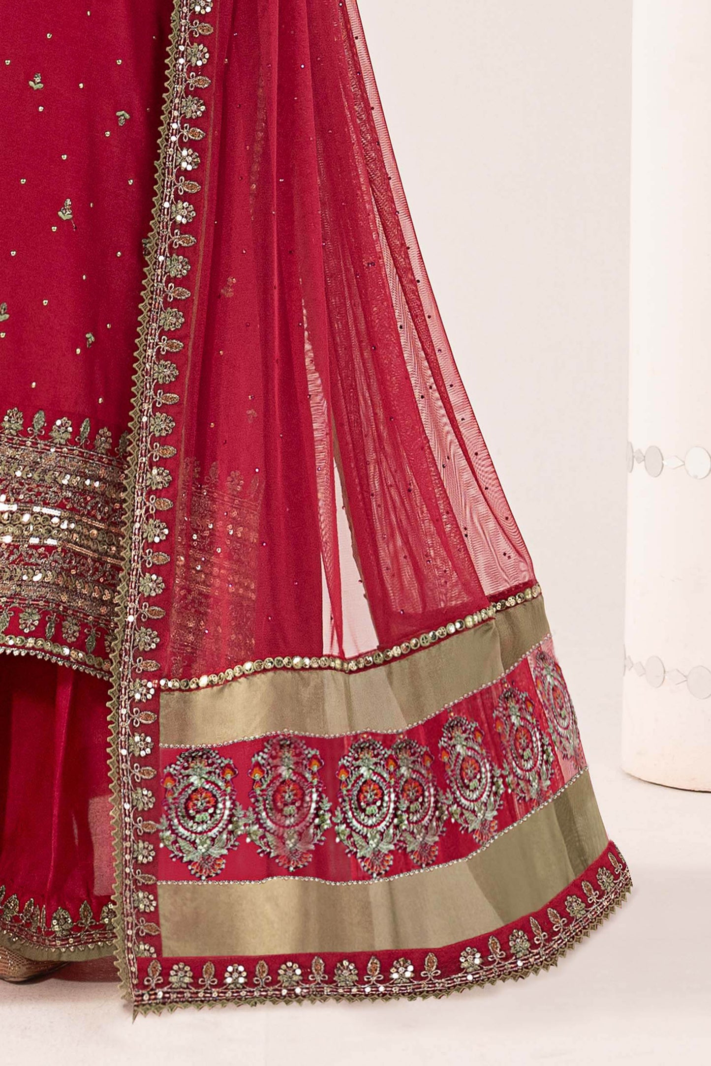 SF-PF26-10 | 3 Piece Embroidered Raw Silk Suit | MARIA.B