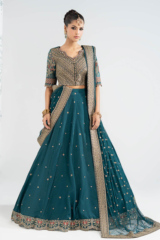 SF-EA26-27 | 3 Piece Embroidered Raw Silk Suit | MARIA.B