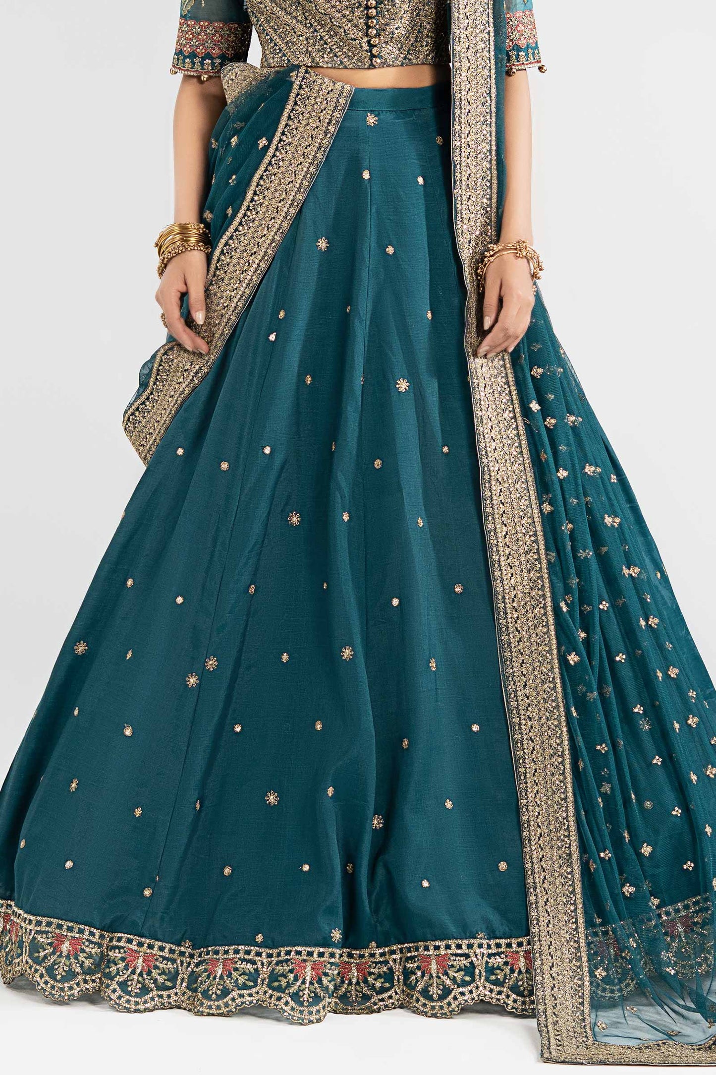 SF-EA26-27 | 3 Piece Embroidered Raw Silk Suit | MARIA.B