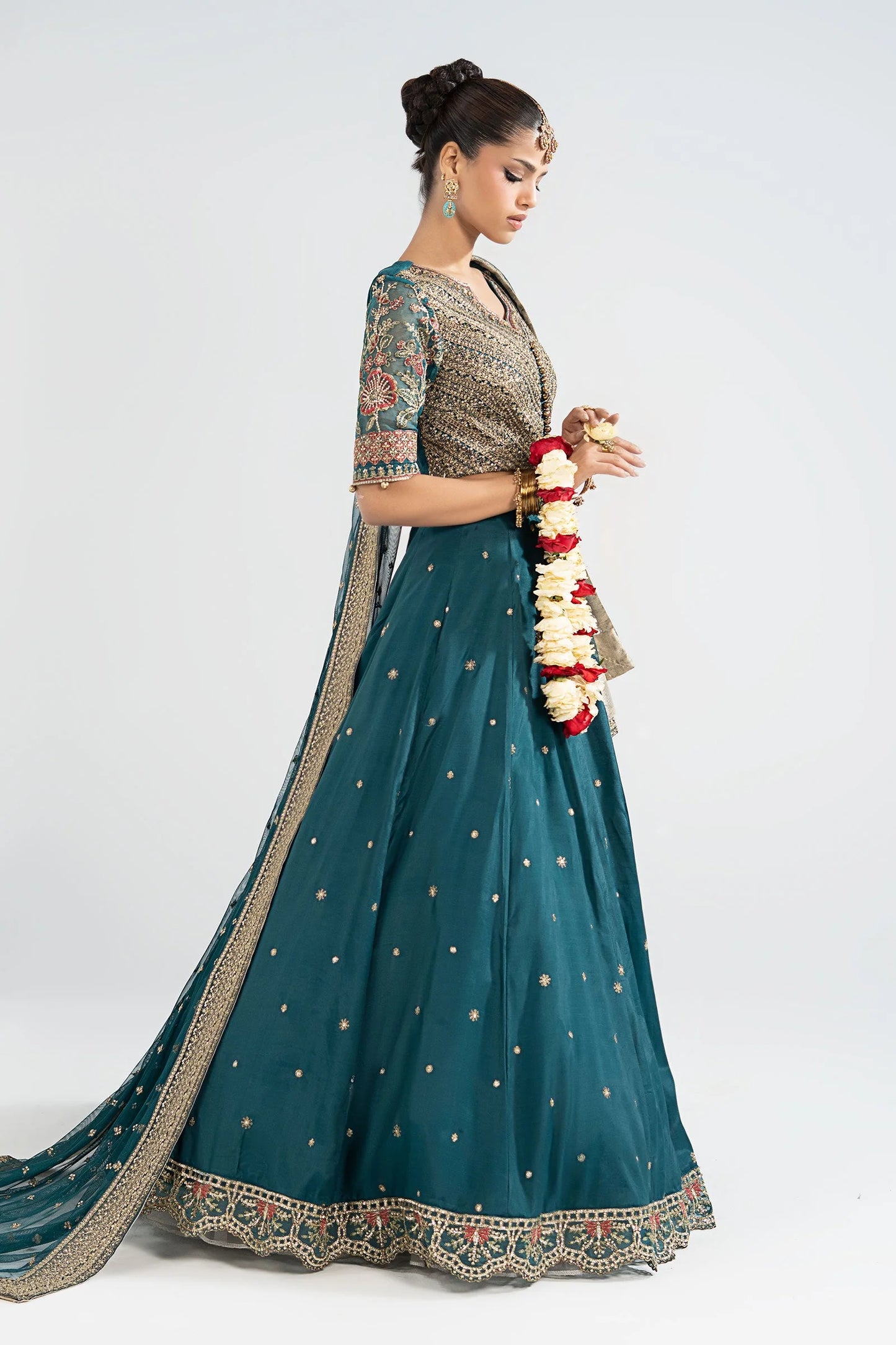 SF-EA26-27 | 3 Piece Embroidered Raw Silk Suit | MARIA.B