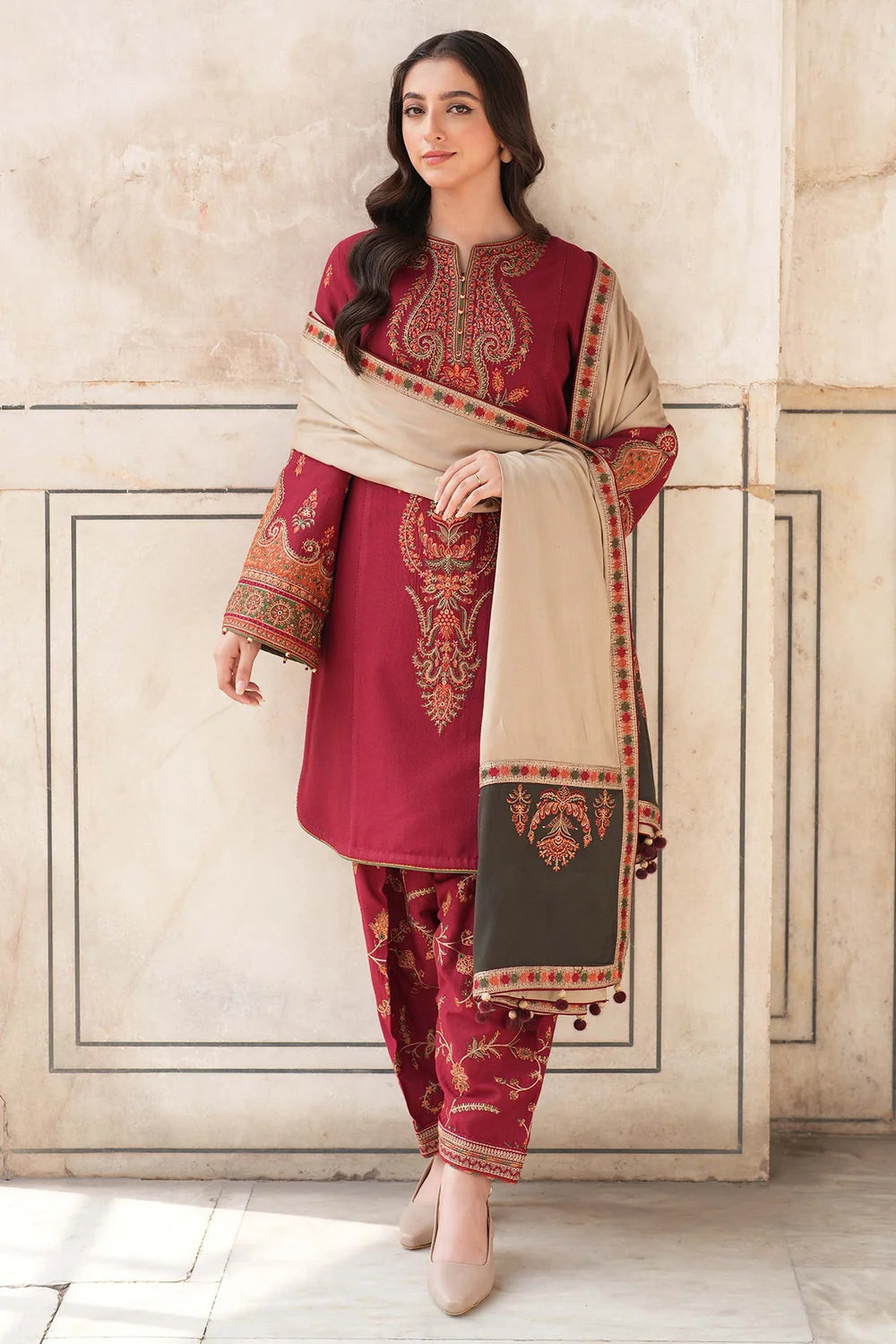 EMBROIDERED SLUB KHADDAR DW'24 D3 | Unstitched | Jazmin