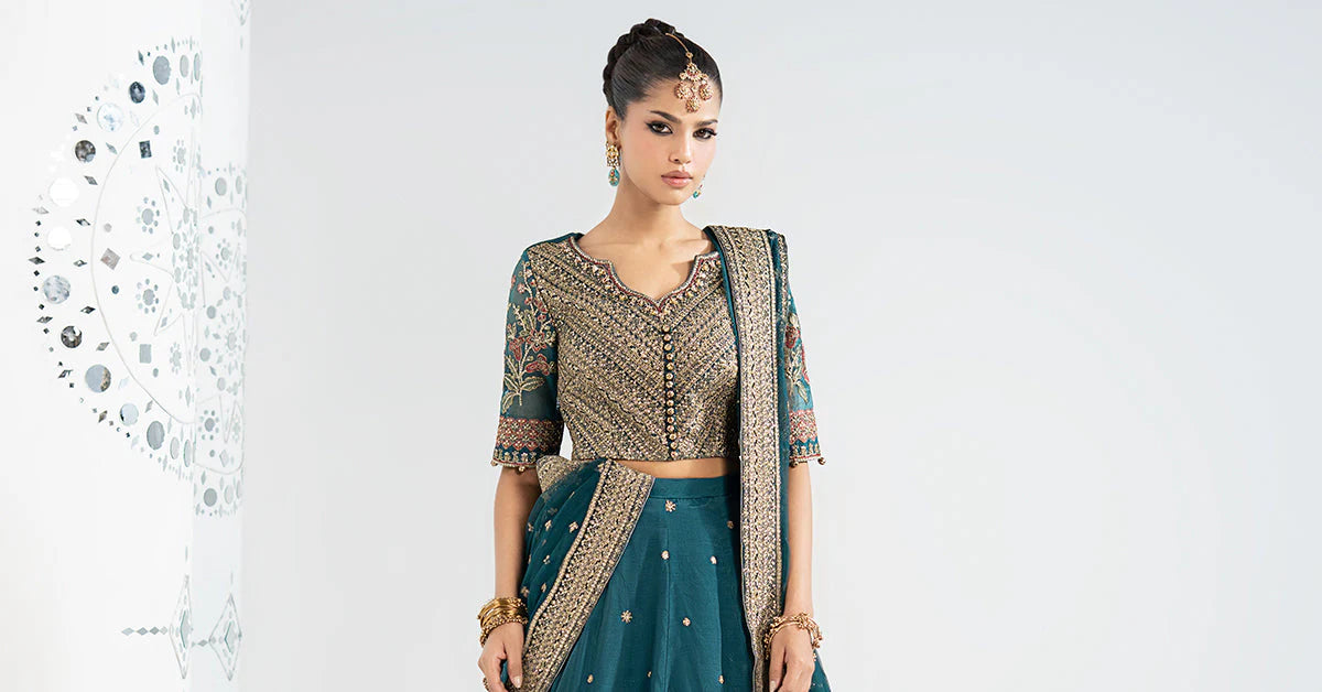 SF-EA26-27 | 3 Piece Embroidered Raw Silk Suit | MARIA.B