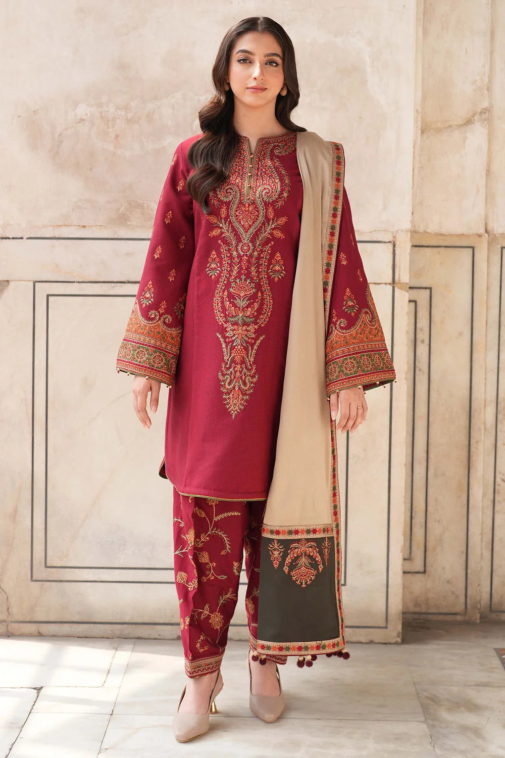 EMBROIDERED SLUB KHADDAR DW'24 D3 | Unstitched | Jazmin