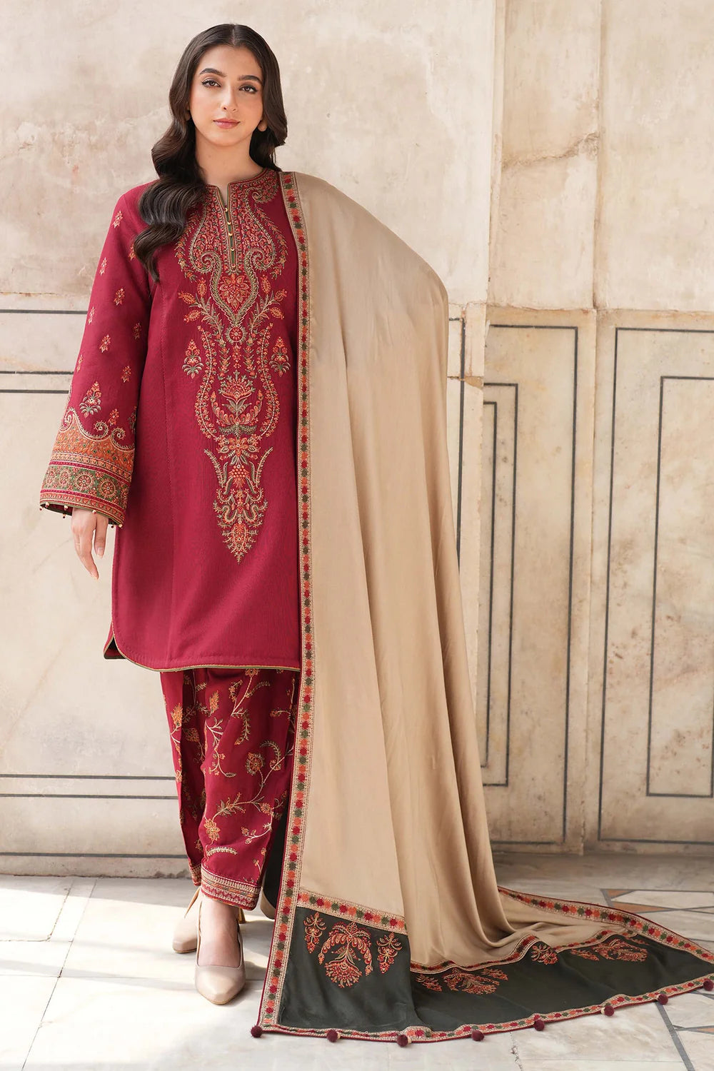 EMBROIDERED SLUB KHADDAR DW'24 D3 | Unstitched | Jazmin