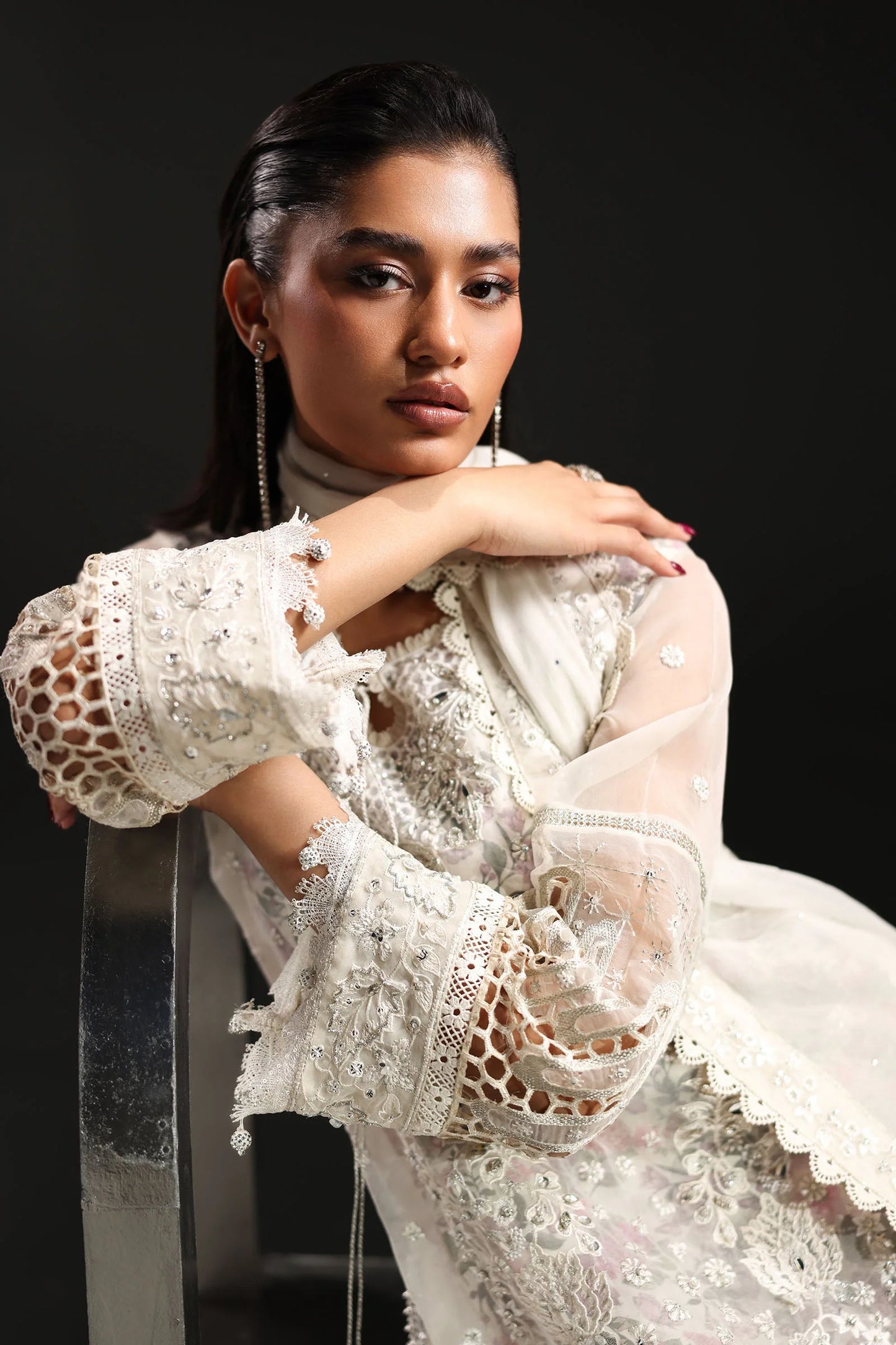 SF-EA26-11-Off White | 3 Piece Embroidered Organza Suit | MARIA.B