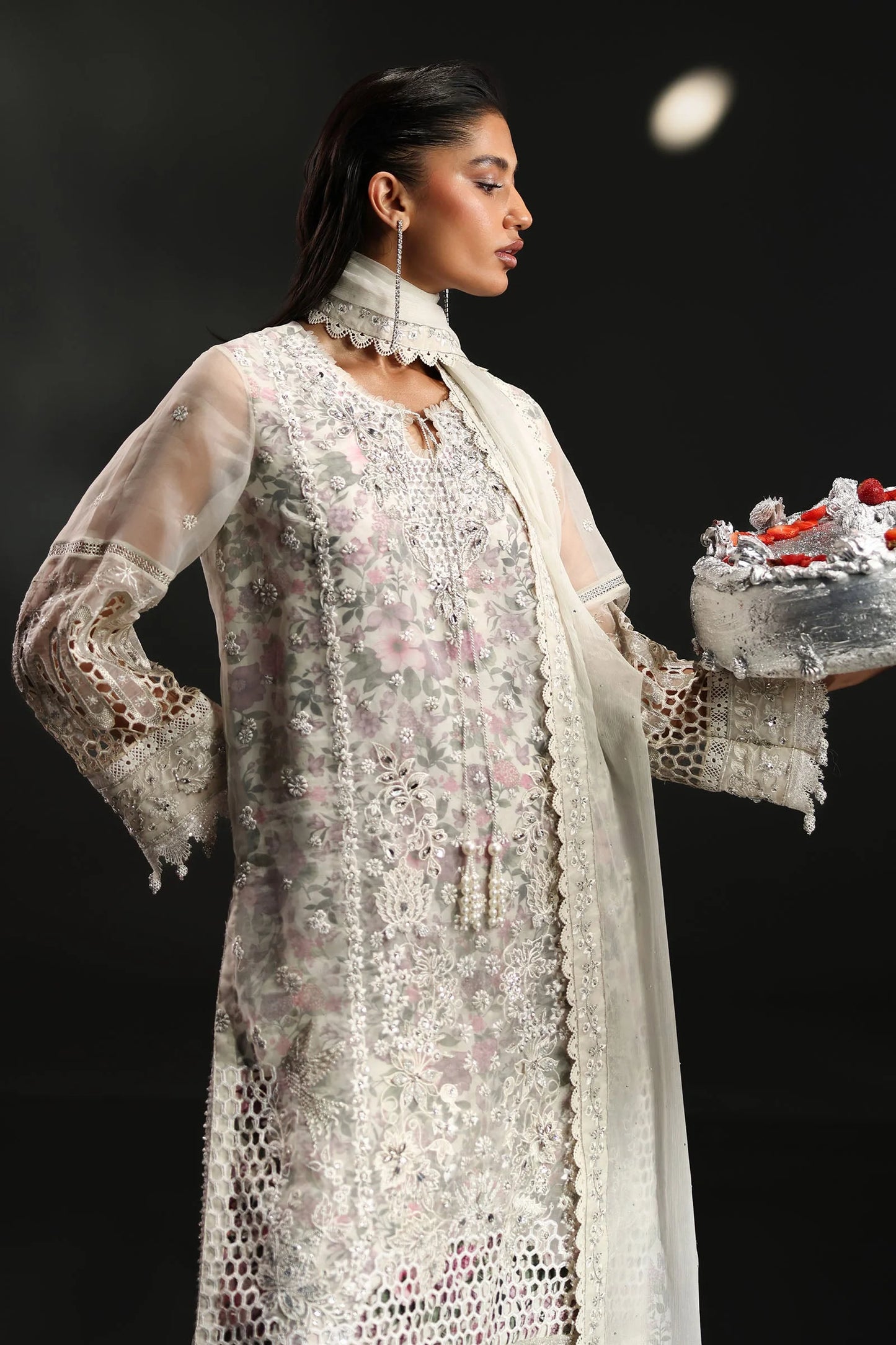 SF-EA26-11-Off White | 3 Piece Embroidered Organza Suit | MARIA.B