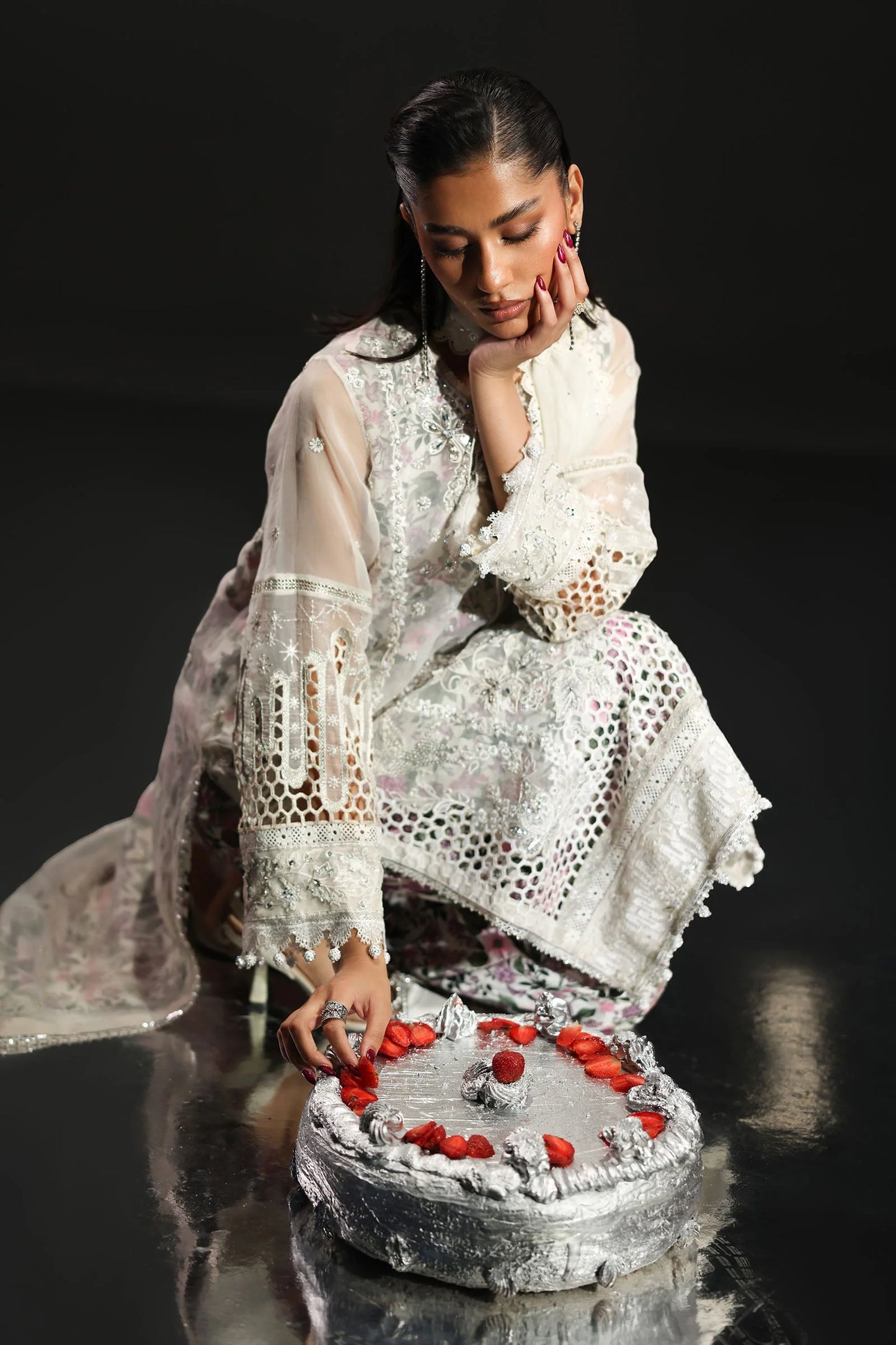 SF-EA26-11-Off White | 3 Piece Embroidered Organza Suit | MARIA.B
