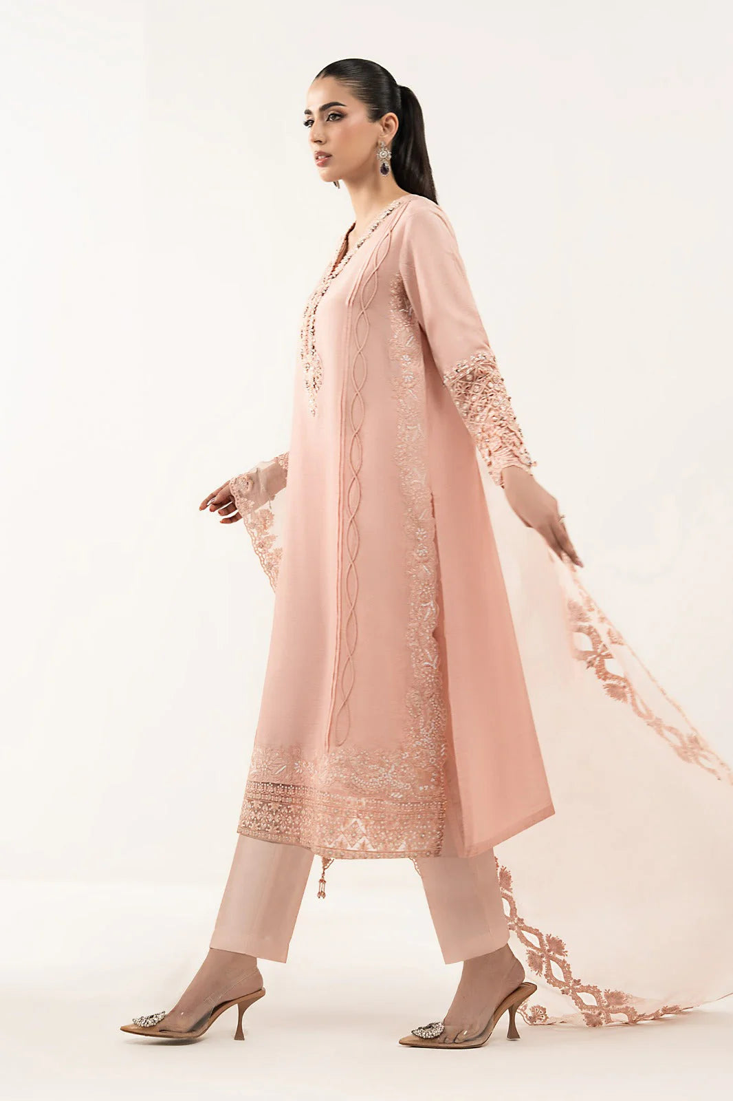 SF-EF26-26-Pink | 3 Piece Embroidered Organza Suit | MARIA.B
