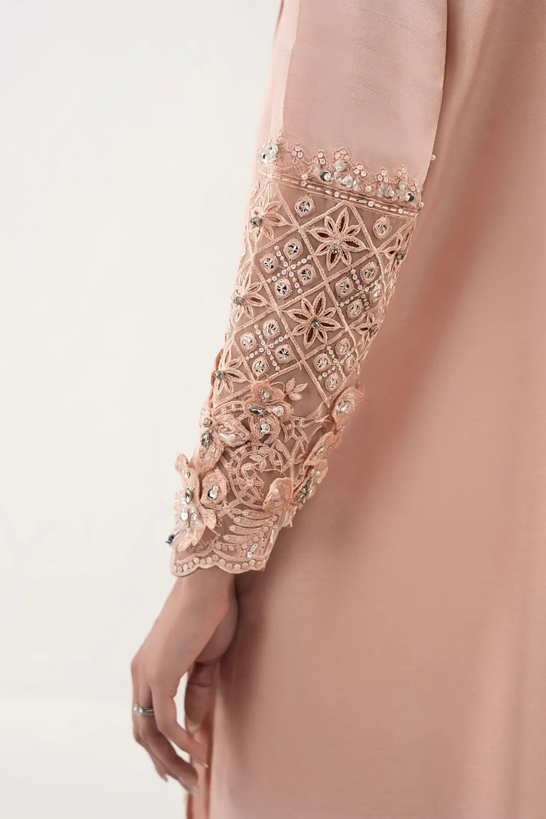 SF-EF26-26-Pink | 3 Piece Embroidered Organza Suit | MARIA.B