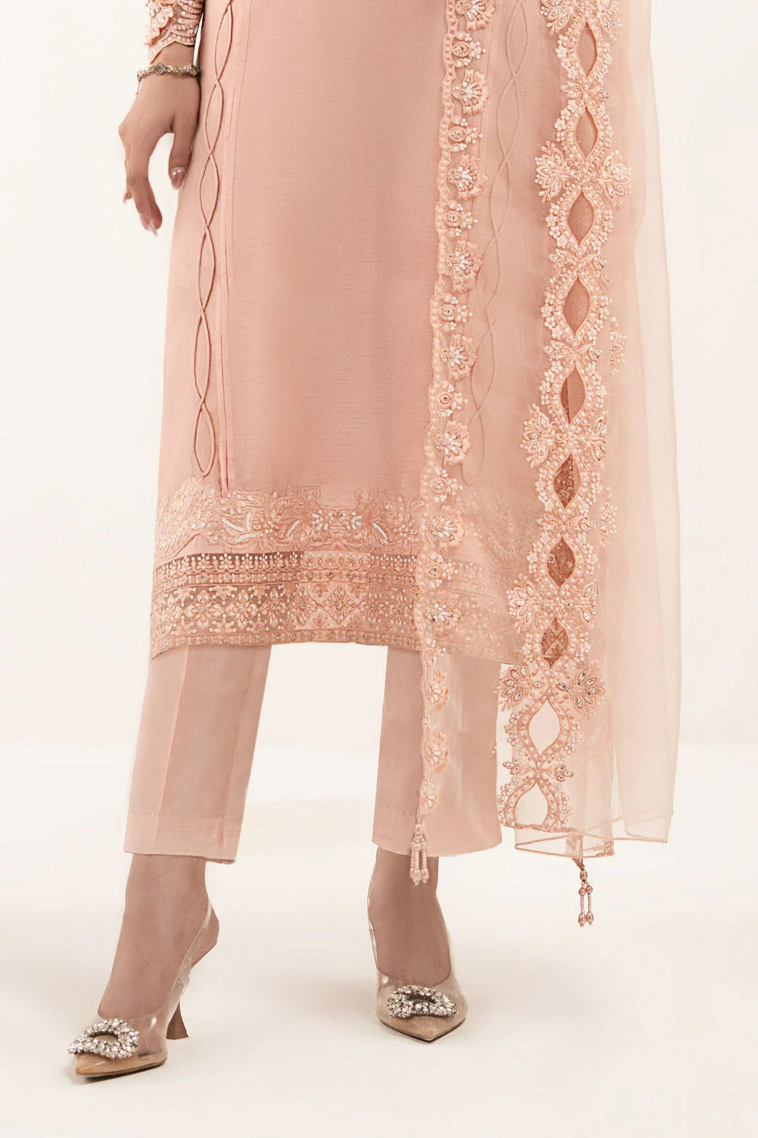 SF-EF26-26-Pink | 3 Piece Embroidered Organza Suit | MARIA.B