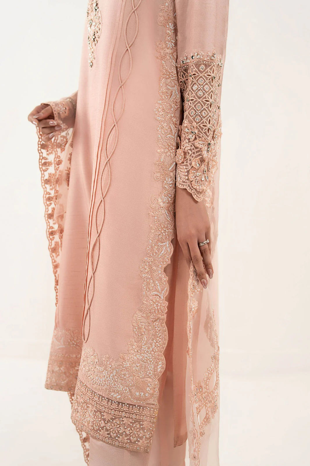 SF-EF26-26-Pink | 3 Piece Embroidered Organza Suit | MARIA.B