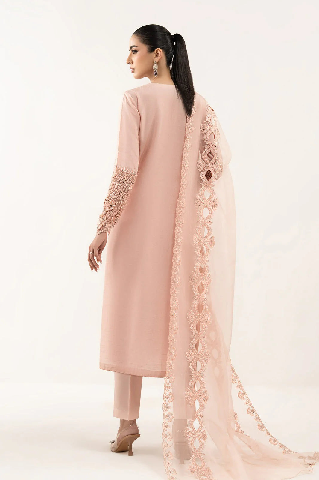 SF-EF26-26-Pink | 3 Piece Embroidered Organza Suit | MARIA.B