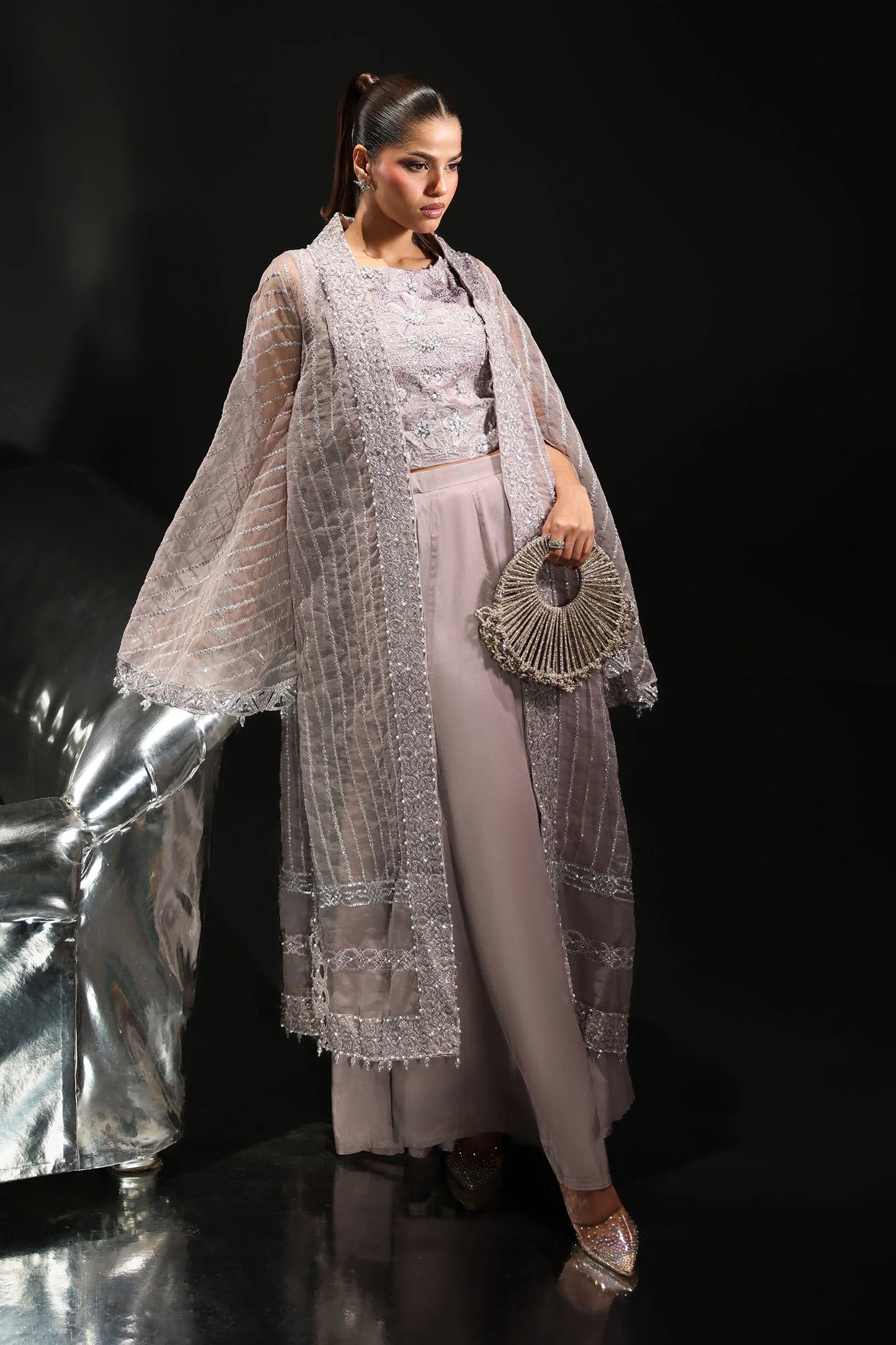 SF-EF26-12-Lilac | 3 Piece Embroidered Organza Suit | MARIA.B