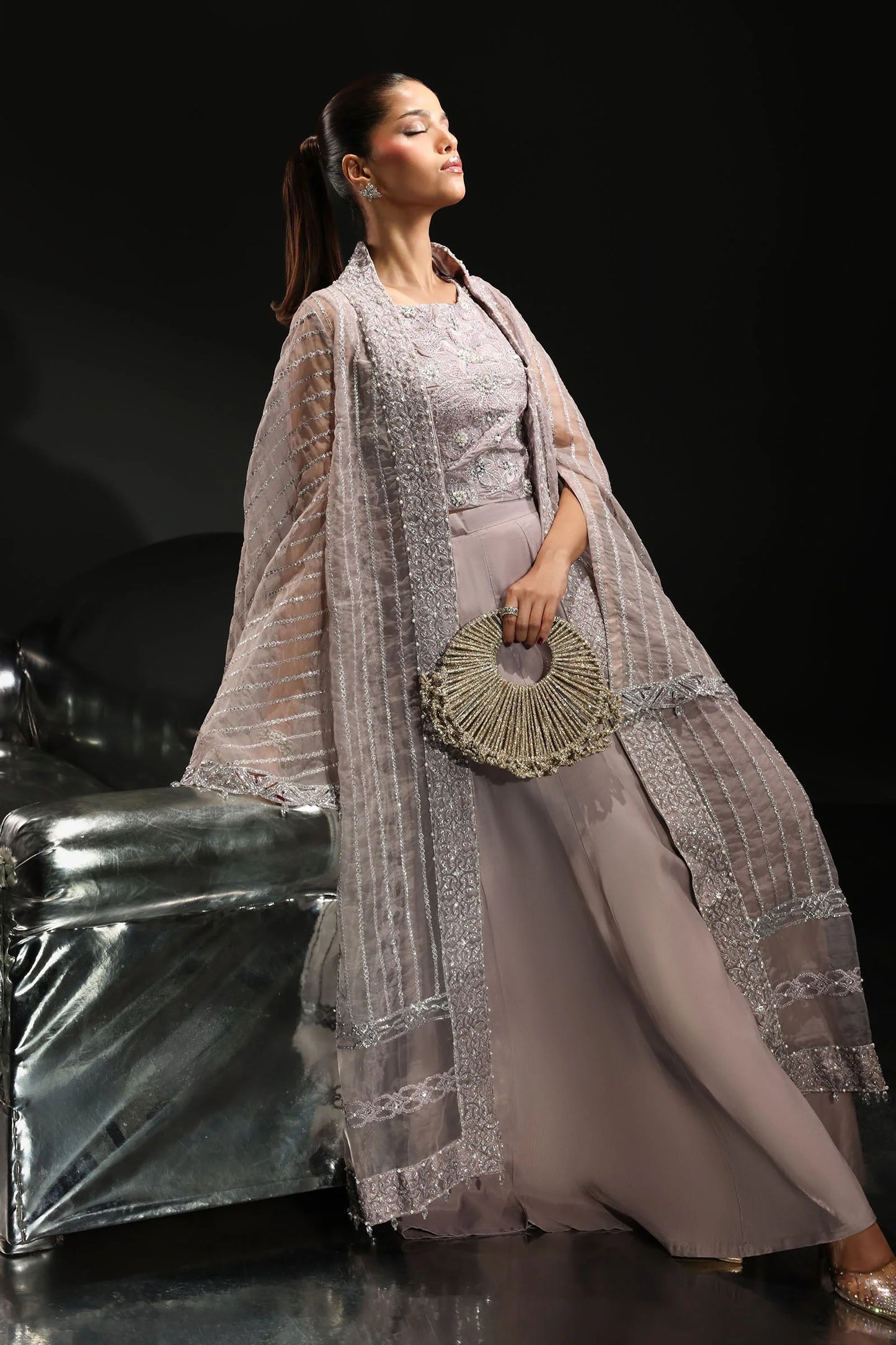 SF-EF26-12-Lilac | 3 Piece Embroidered Organza Suit | MARIA.B
