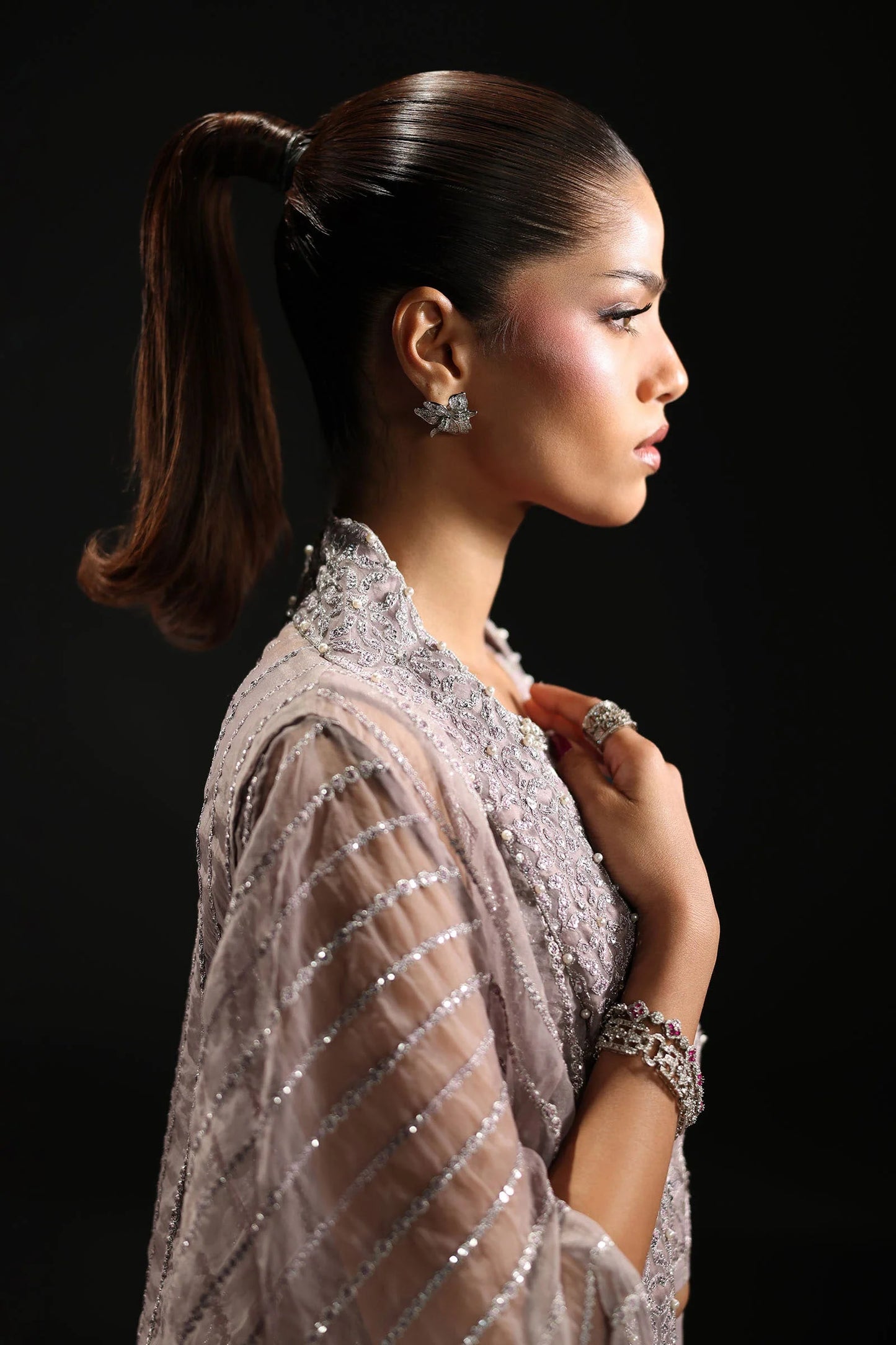 SF-EF26-12-Lilac | 3 Piece Embroidered Organza Suit | MARIA.B
