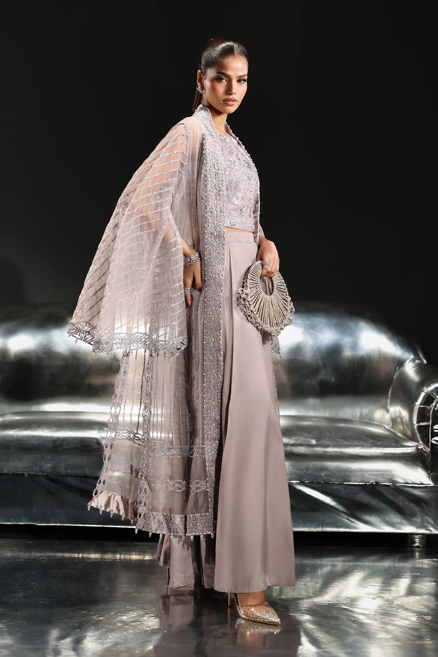 SF-EF26-12-Lilac | 3 Piece Embroidered Organza Suit | MARIA.B