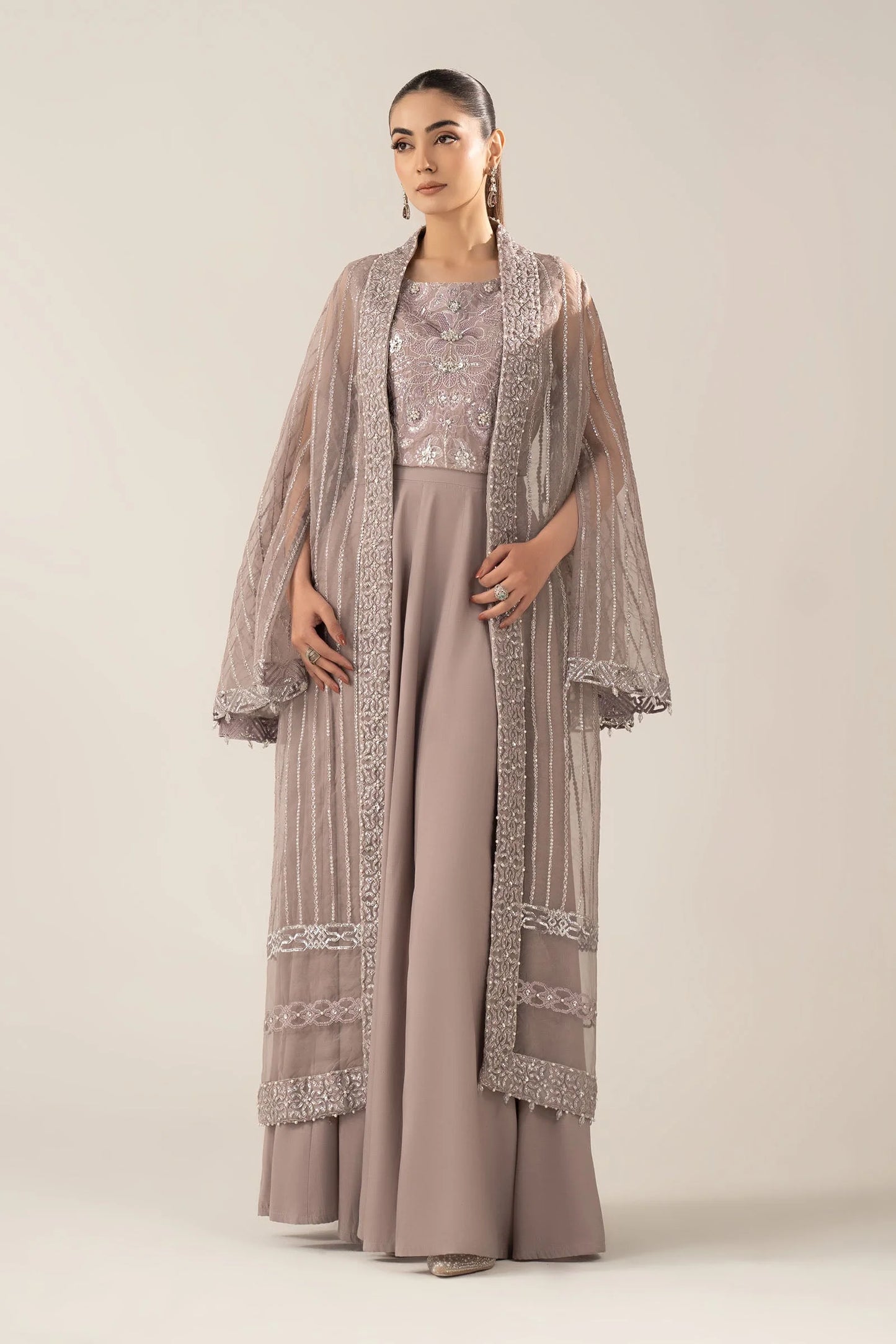 SF-EF26-12-Lilac | 3 Piece Embroidered Organza Suit | MARIA.B