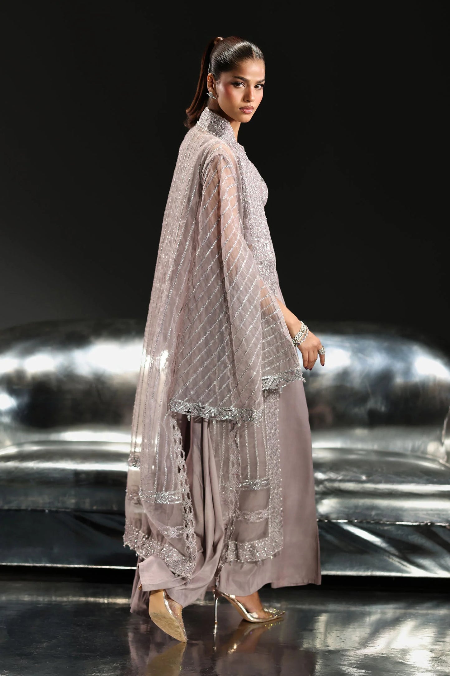 SF-EF26-12-Lilac | 3 Piece Embroidered Organza Suit | MARIA.B