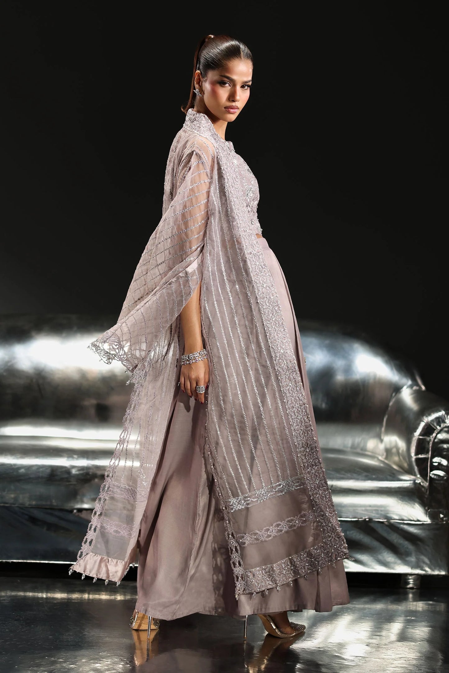 SF-EF26-12-Lilac | 3 Piece Embroidered Organza Suit | MARIA.B