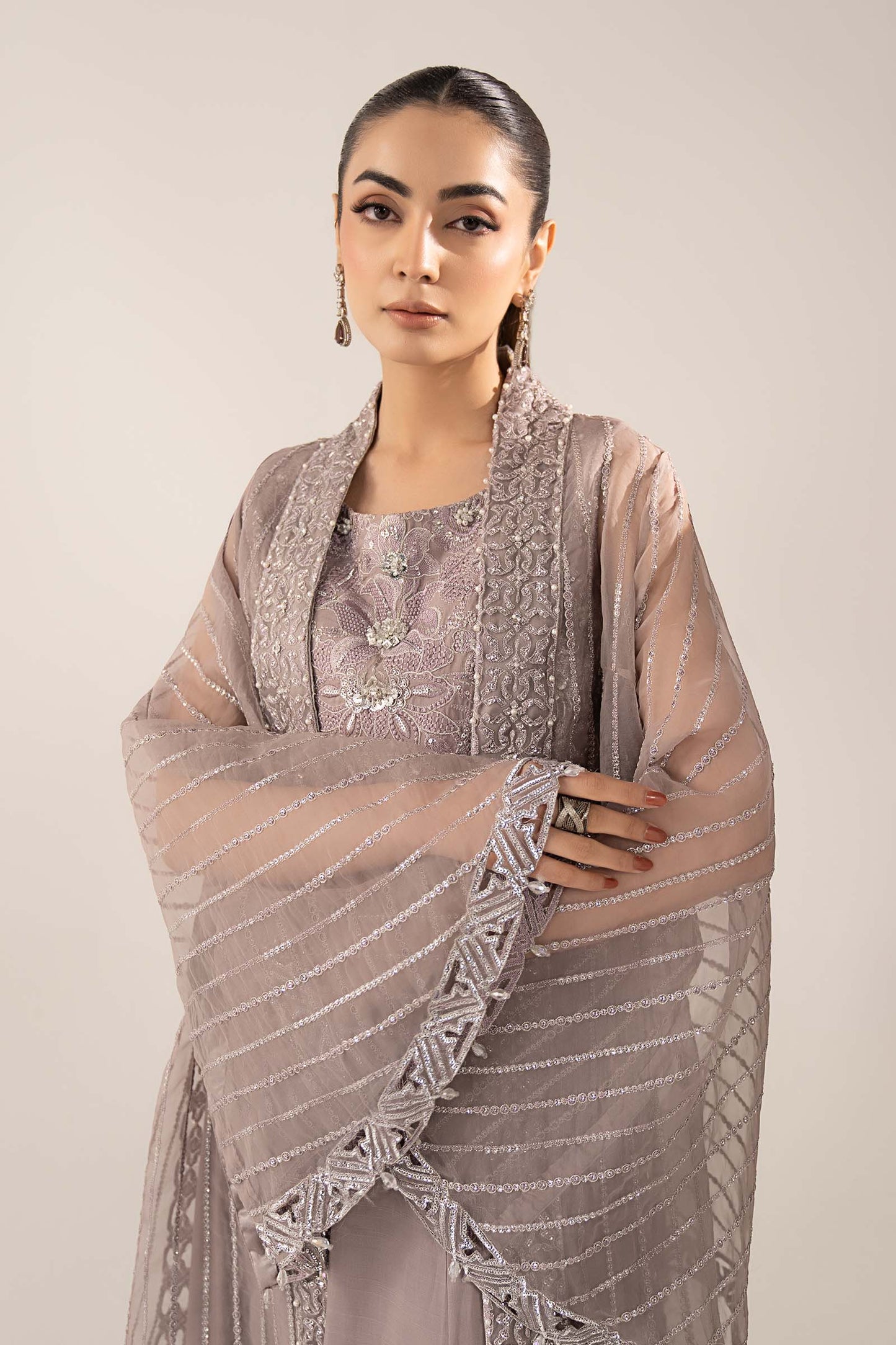 SF-EF26-12-Lilac | 3 Piece Embroidered Organza Suit | MARIA.B