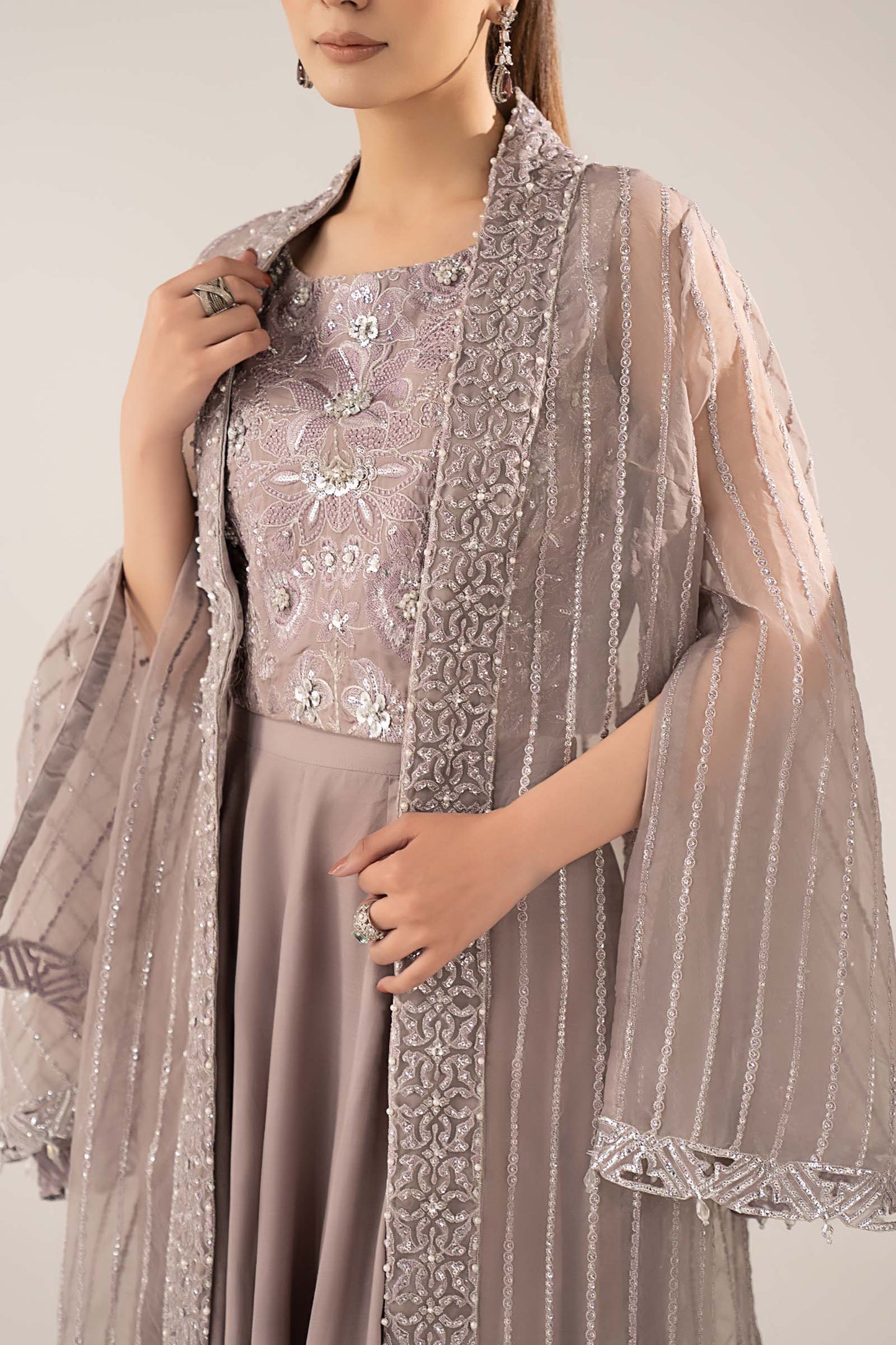 SF-EF26-12-Lilac | 3 Piece Embroidered Organza Suit | MARIA.B