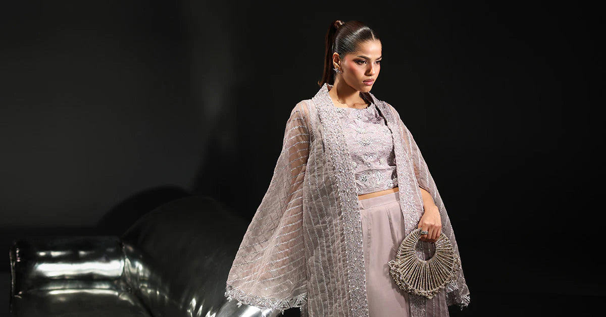 SF-EF26-12-Lilac | 3 Piece Embroidered Organza Suit | MARIA.B