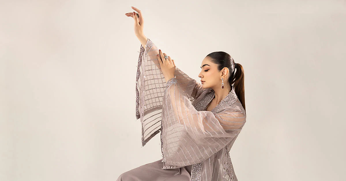 SF-EF26-12-Lilac | 3 Piece Embroidered Organza Suit | MARIA.B