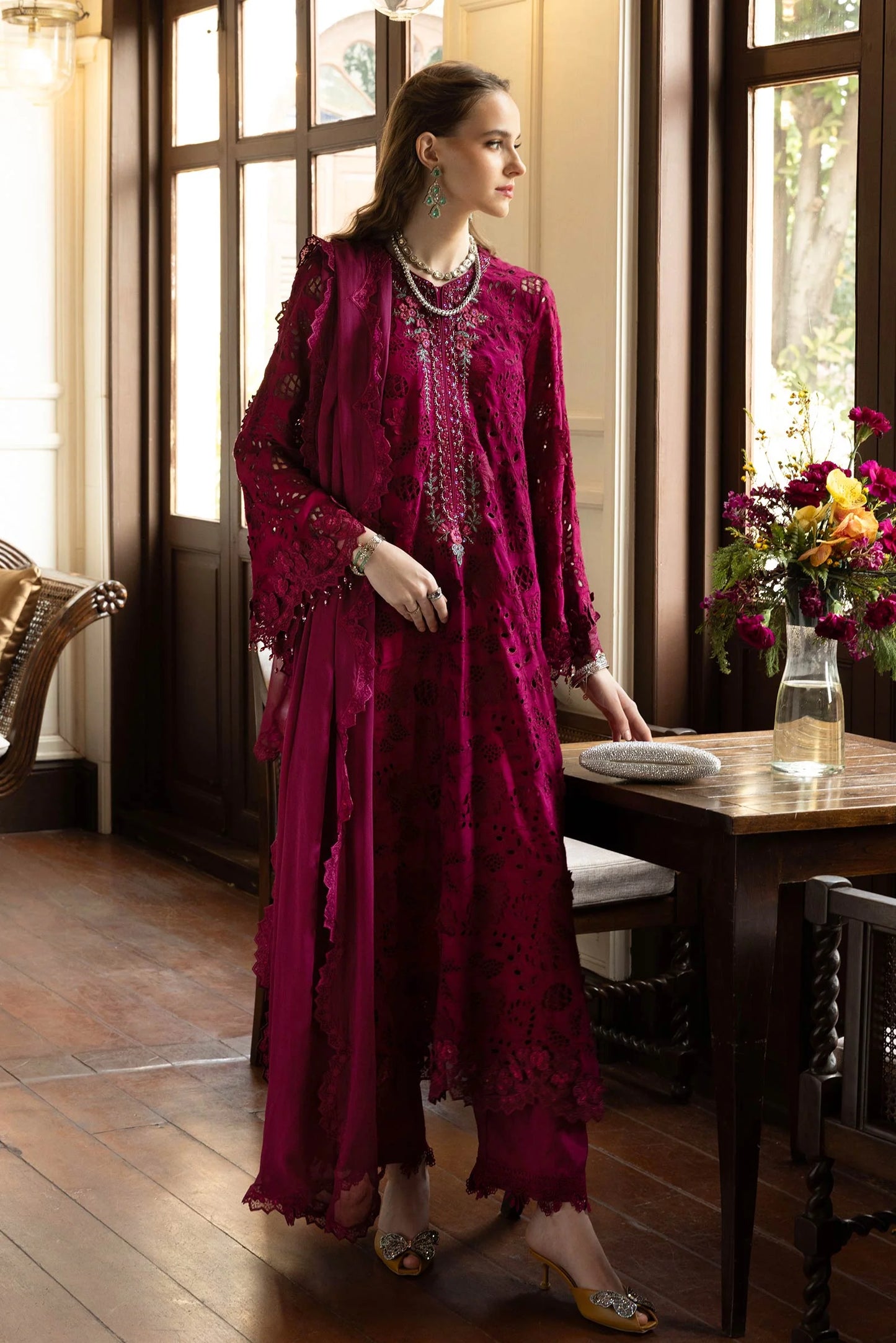 SF-EF26-12-Black | 3 Piece Embroidered Organza Suit | MARIA.B