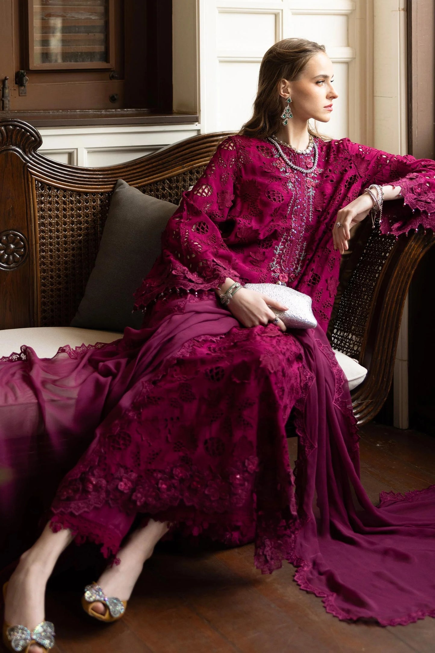 SF-EF26-12-Black | 3 Piece Embroidered Organza Suit | MARIA.B