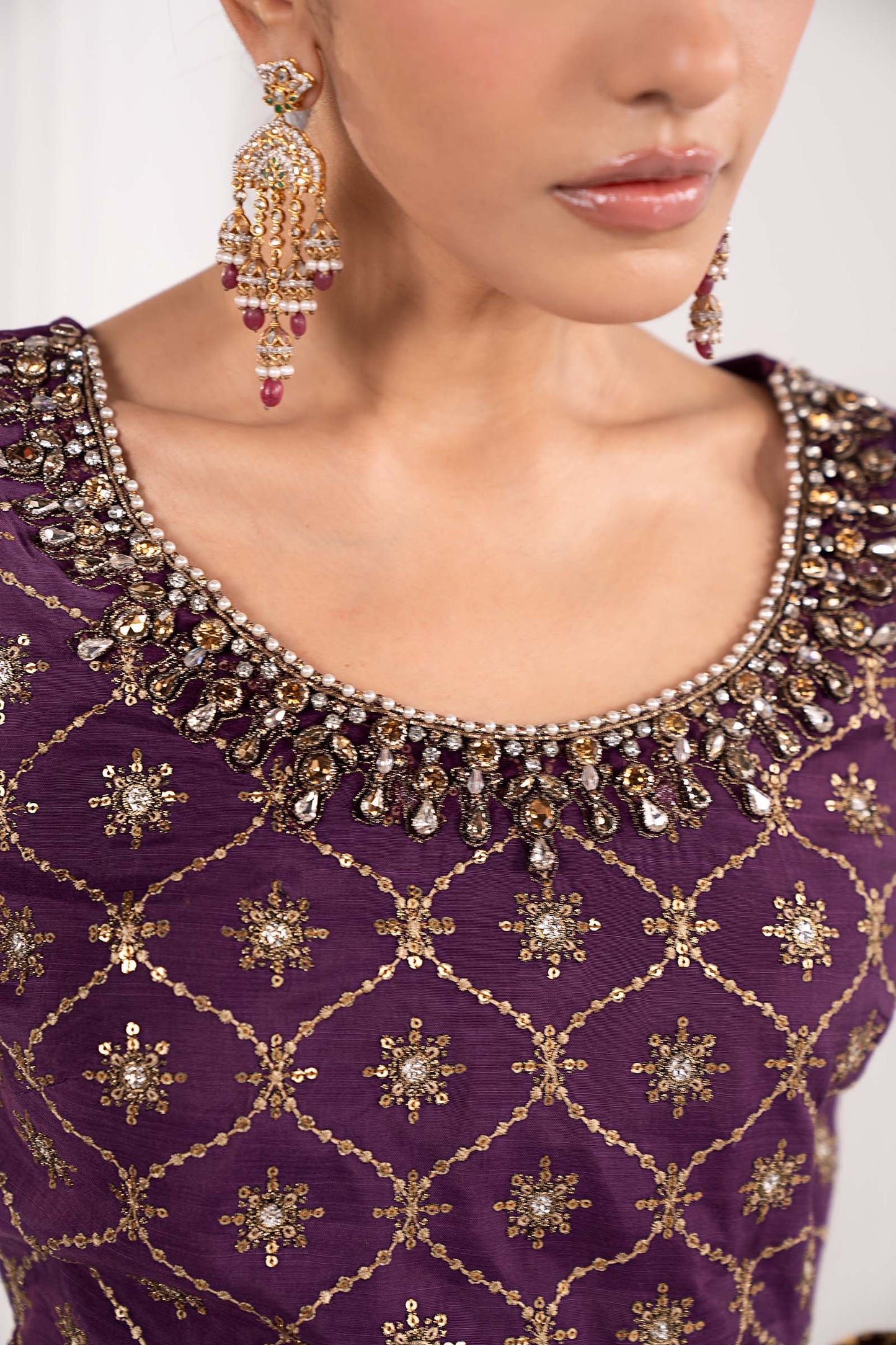SF-EF26-67-Purple | Embroidered Chiffon Saree | MARIA.B