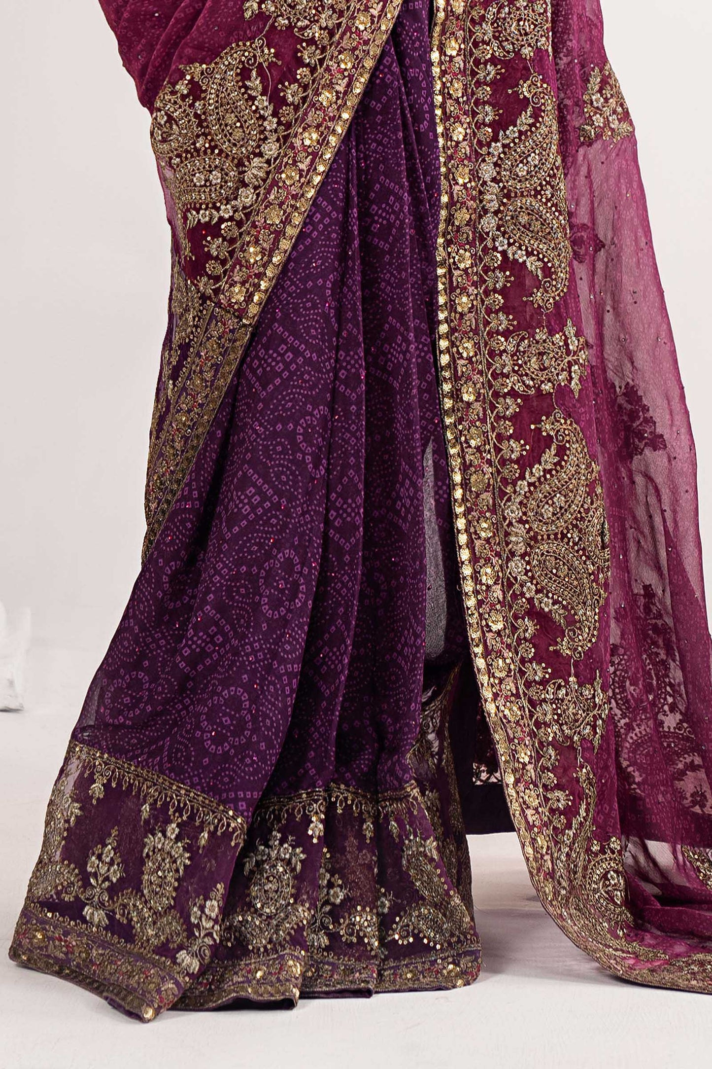 SF-EF26-67-Purple | Embroidered Chiffon Saree | MARIA.B