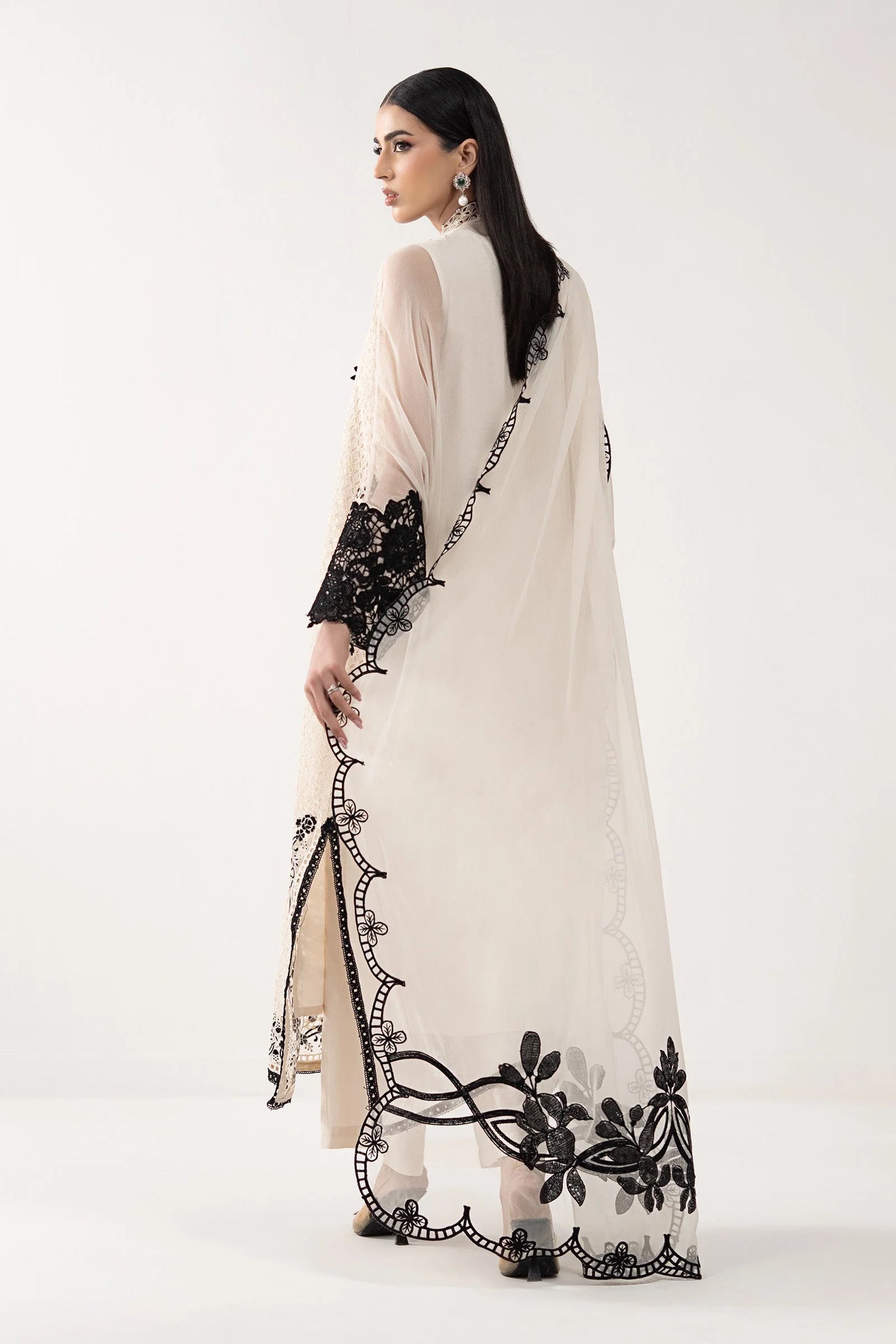 SF-EF26-13-Off White | 3 Piece Embroidered Chiffon Suit | MARIA.B
