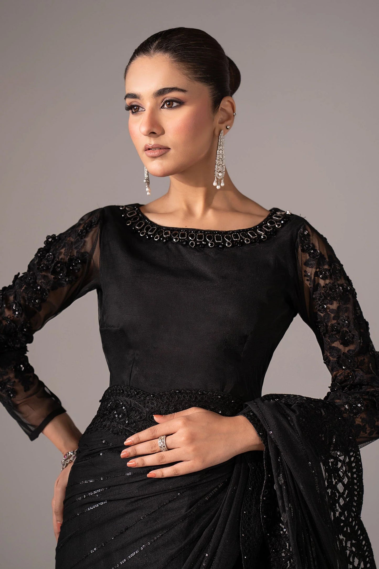 SF-EF22-41R1 | Embroidered Net Saree | MARIA.B
