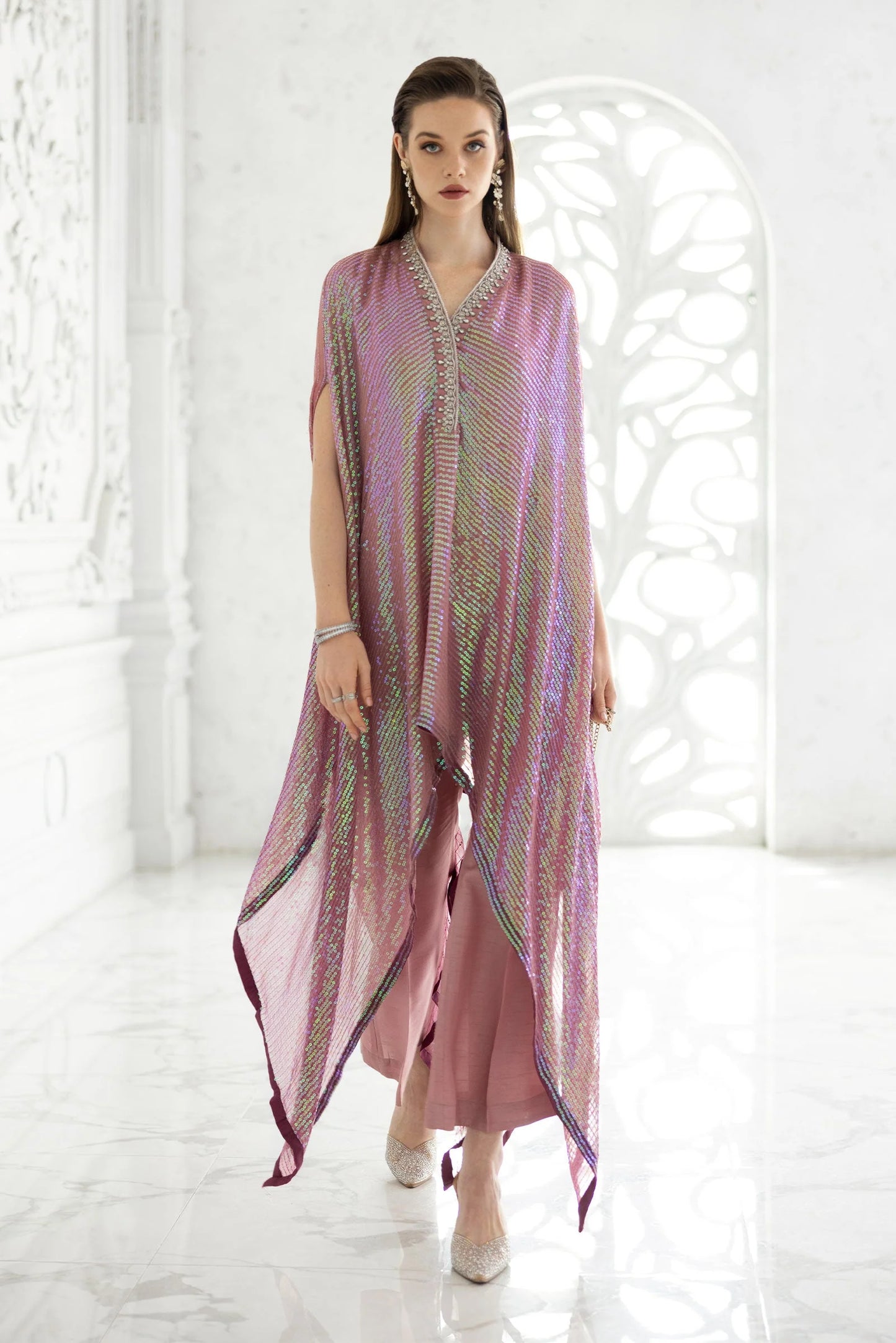 SF-EF26-11-Pink | 3 Piece Embroidered Chiffon Suit | MARIA.B