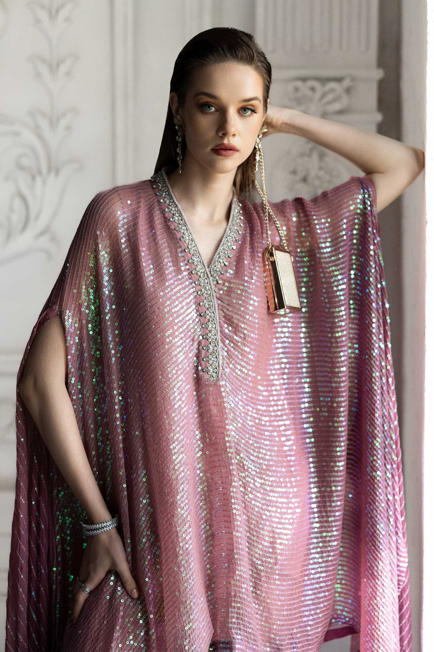 SF-EF26-11-Pink | 3 Piece Embroidered Chiffon Suit | MARIA.B