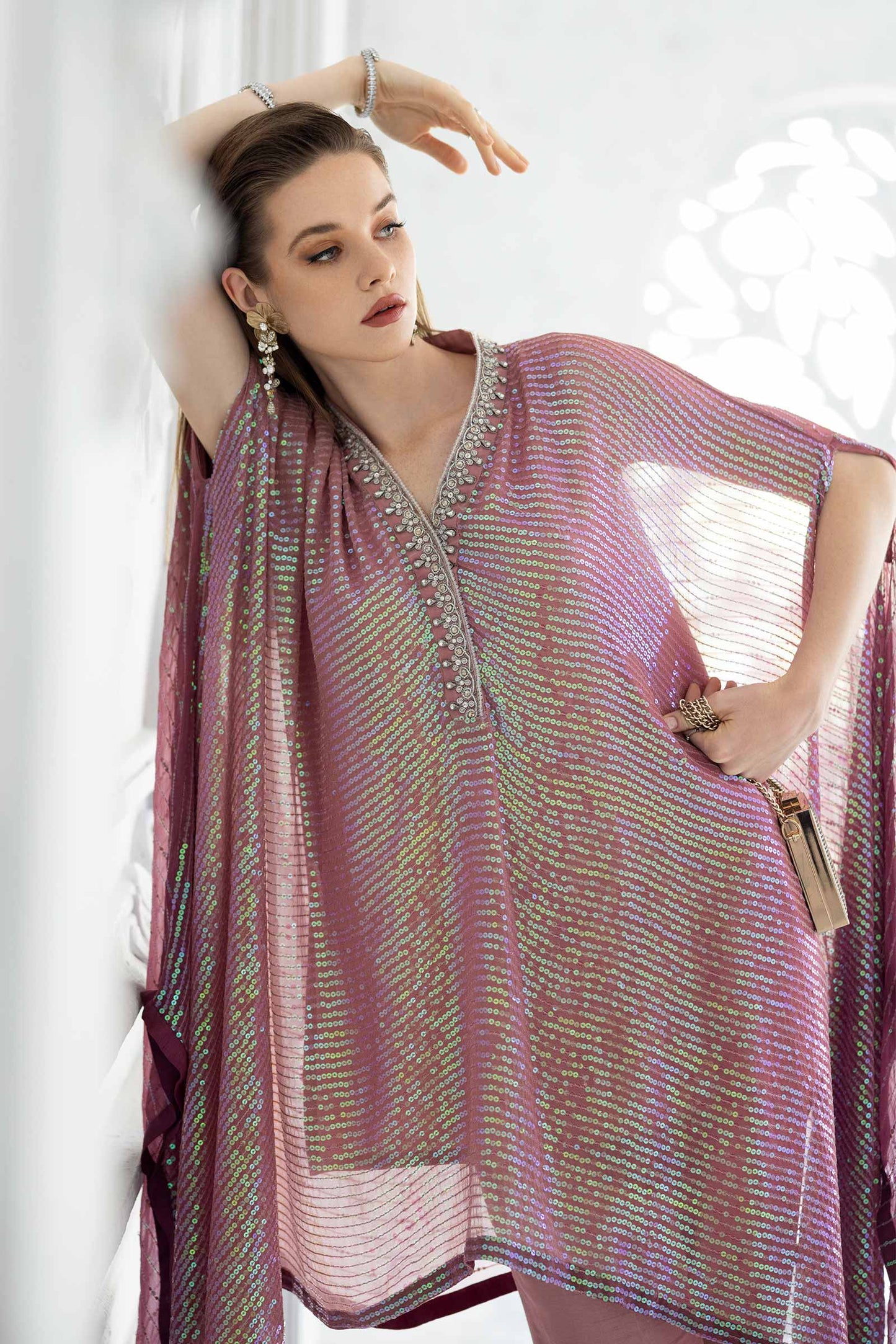 SF-EF26-11-Pink | 3 Piece Embroidered Chiffon Suit | MARIA.B