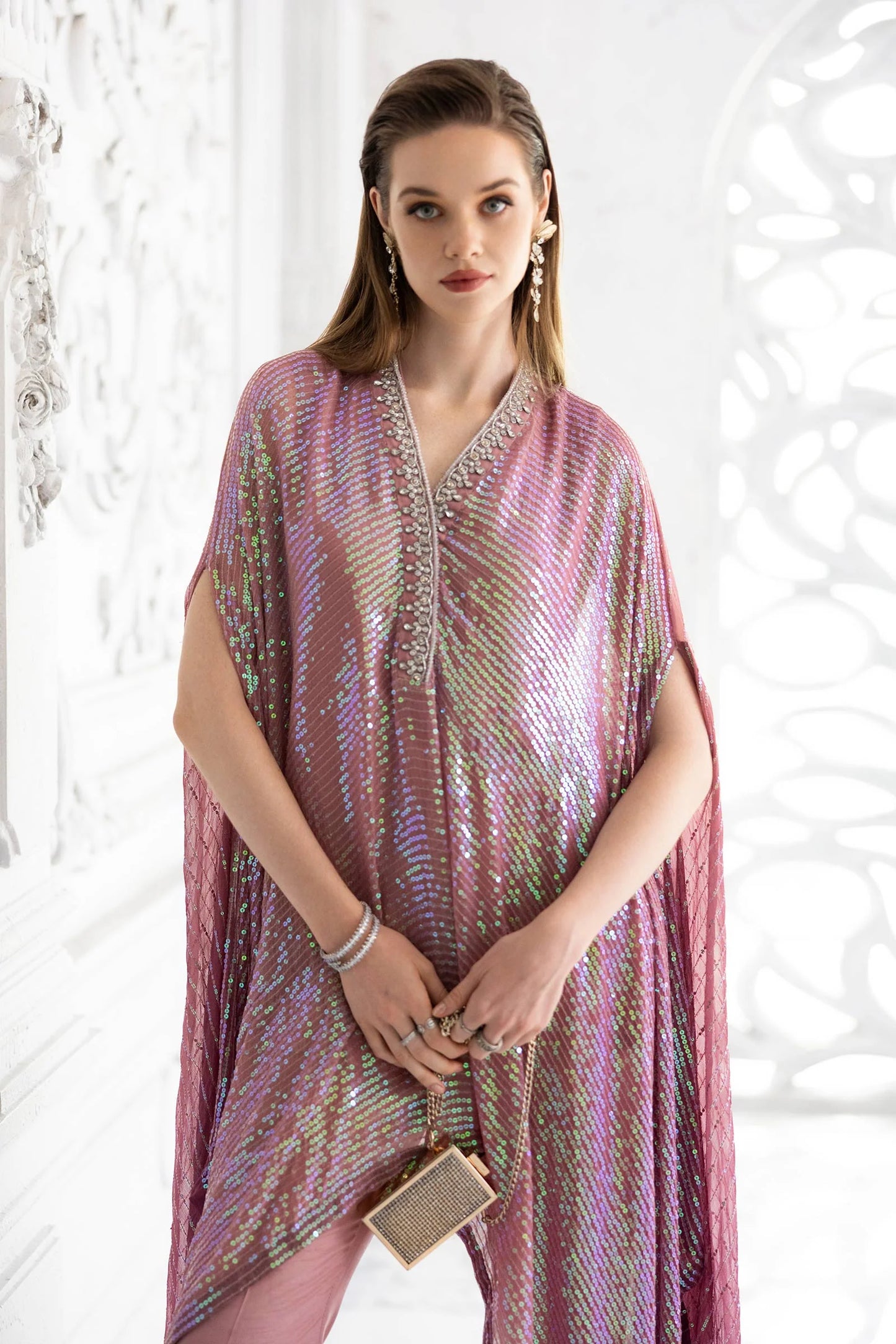SF-EF26-11-Pink | 3 Piece Embroidered Chiffon Suit | MARIA.B