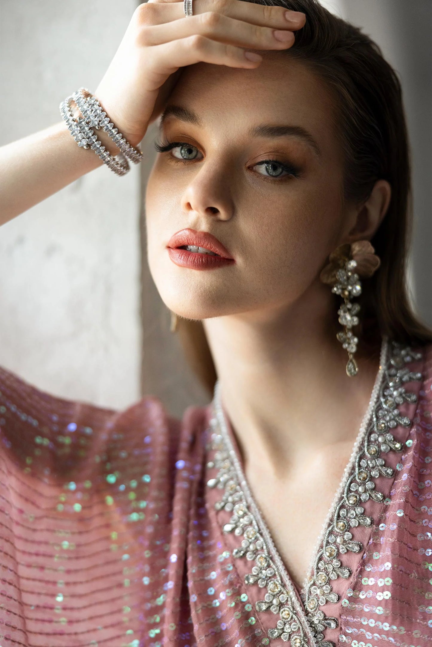 SF-EF26-11-Pink | 3 Piece Embroidered Chiffon Suit | MARIA.B