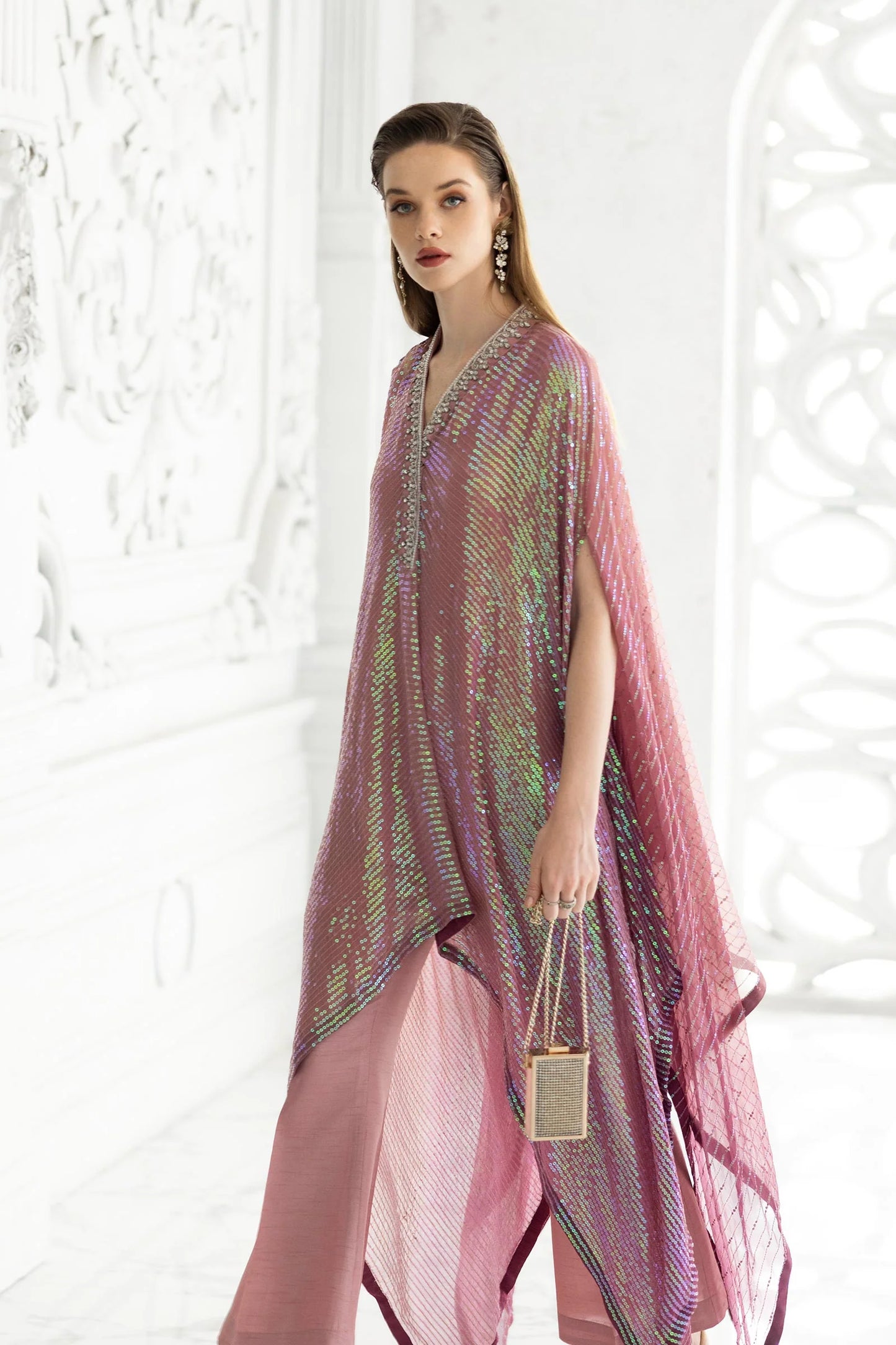 SF-EF26-11-Pink | 3 Piece Embroidered Chiffon Suit | MARIA.B
