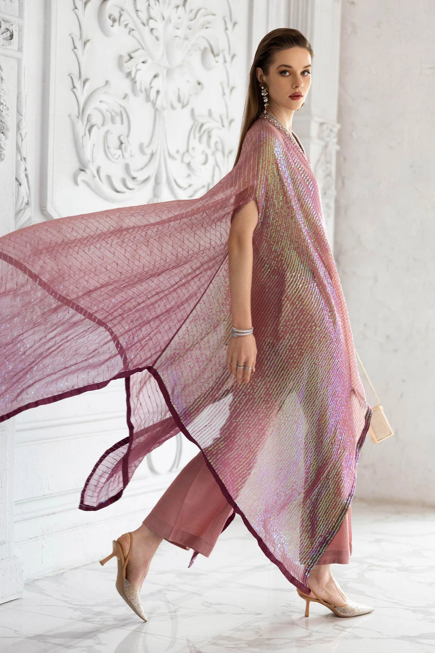 SF-EF26-11-Pink | 3 Piece Embroidered Chiffon Suit | MARIA.B