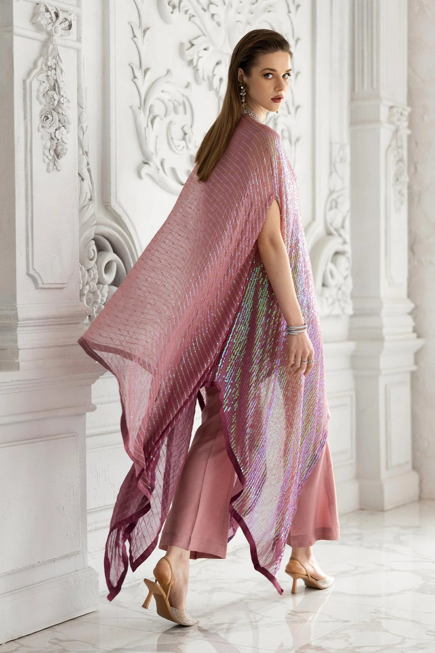 SF-EF26-11-Pink | 3 Piece Embroidered Chiffon Suit | MARIA.B
